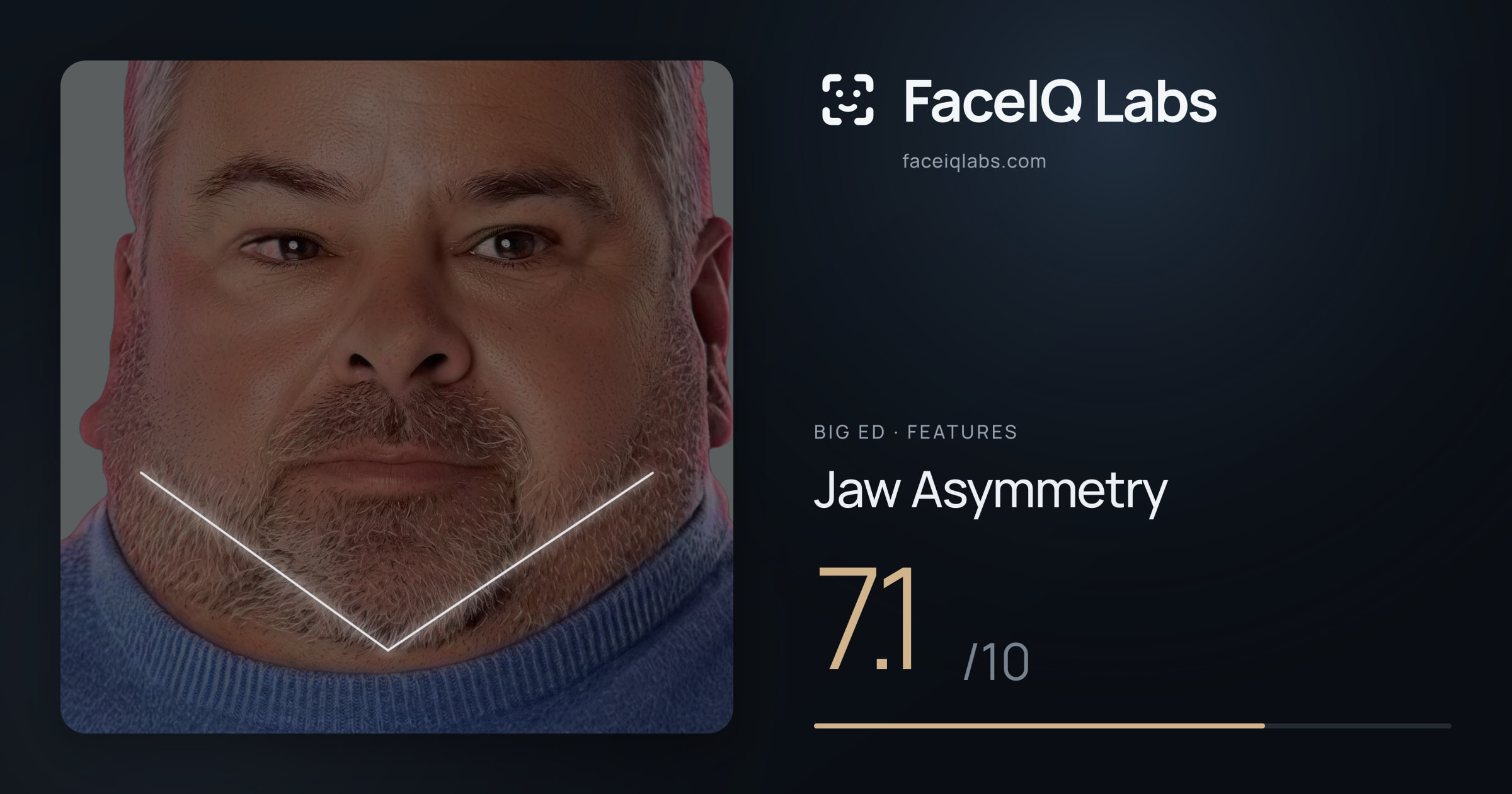 Big Ed Jaw Asymmetry: 7.1/10, drawn on the photo