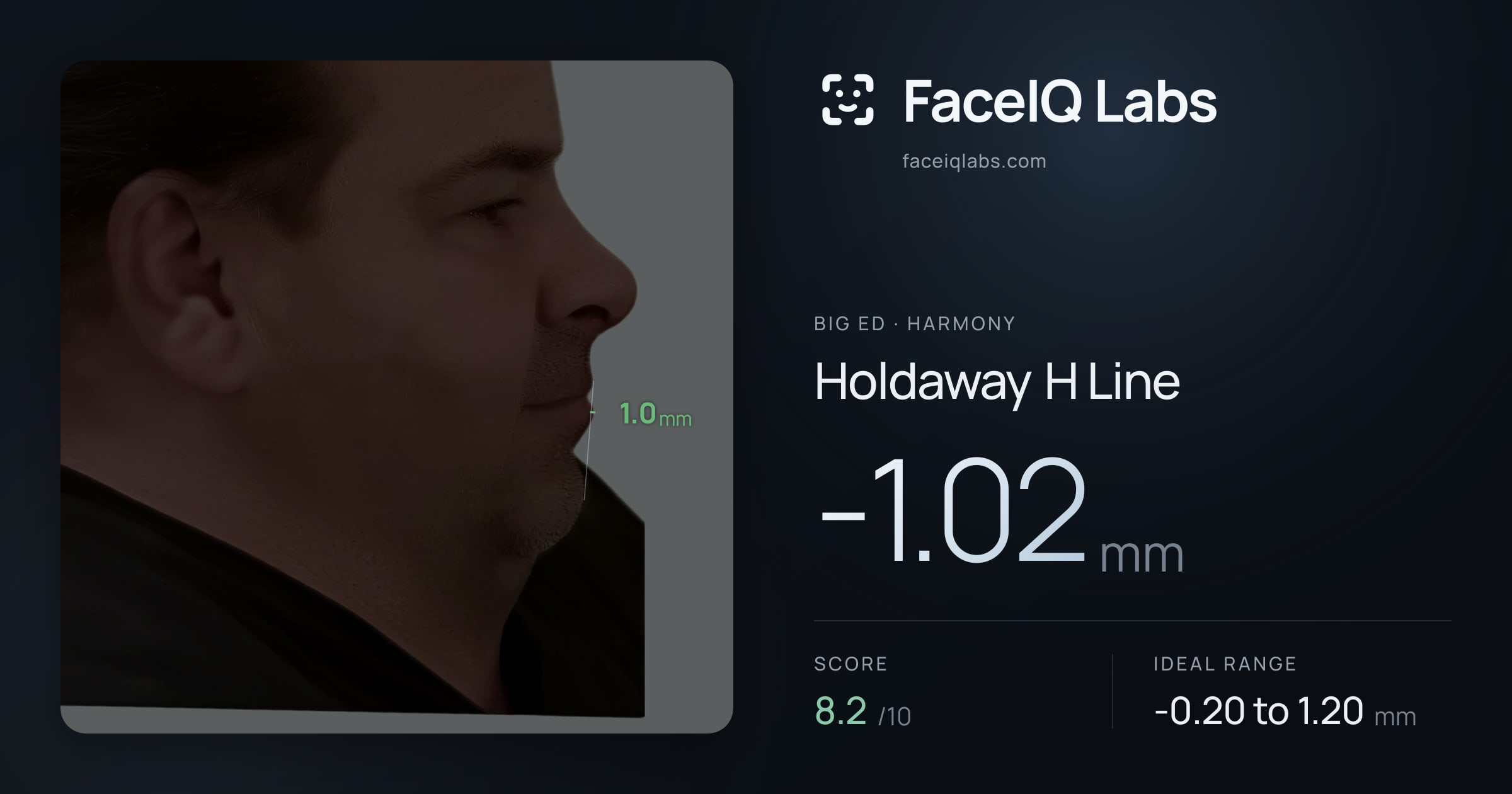 Big Ed Holdaway H Line: -1.02mm, drawn on the photo