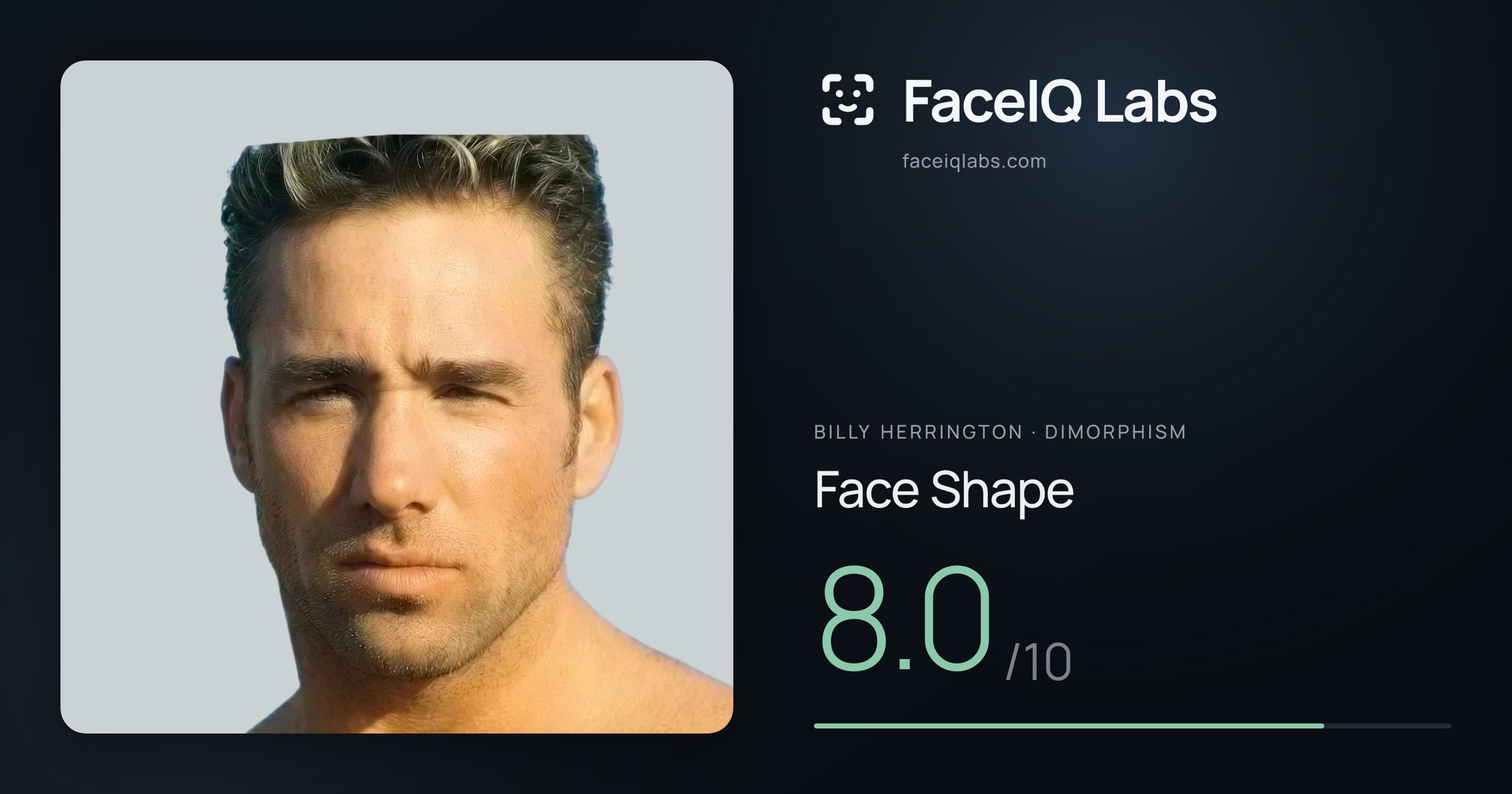 Billy Herrington Face Shape: 8.0/10, drawn on the photo