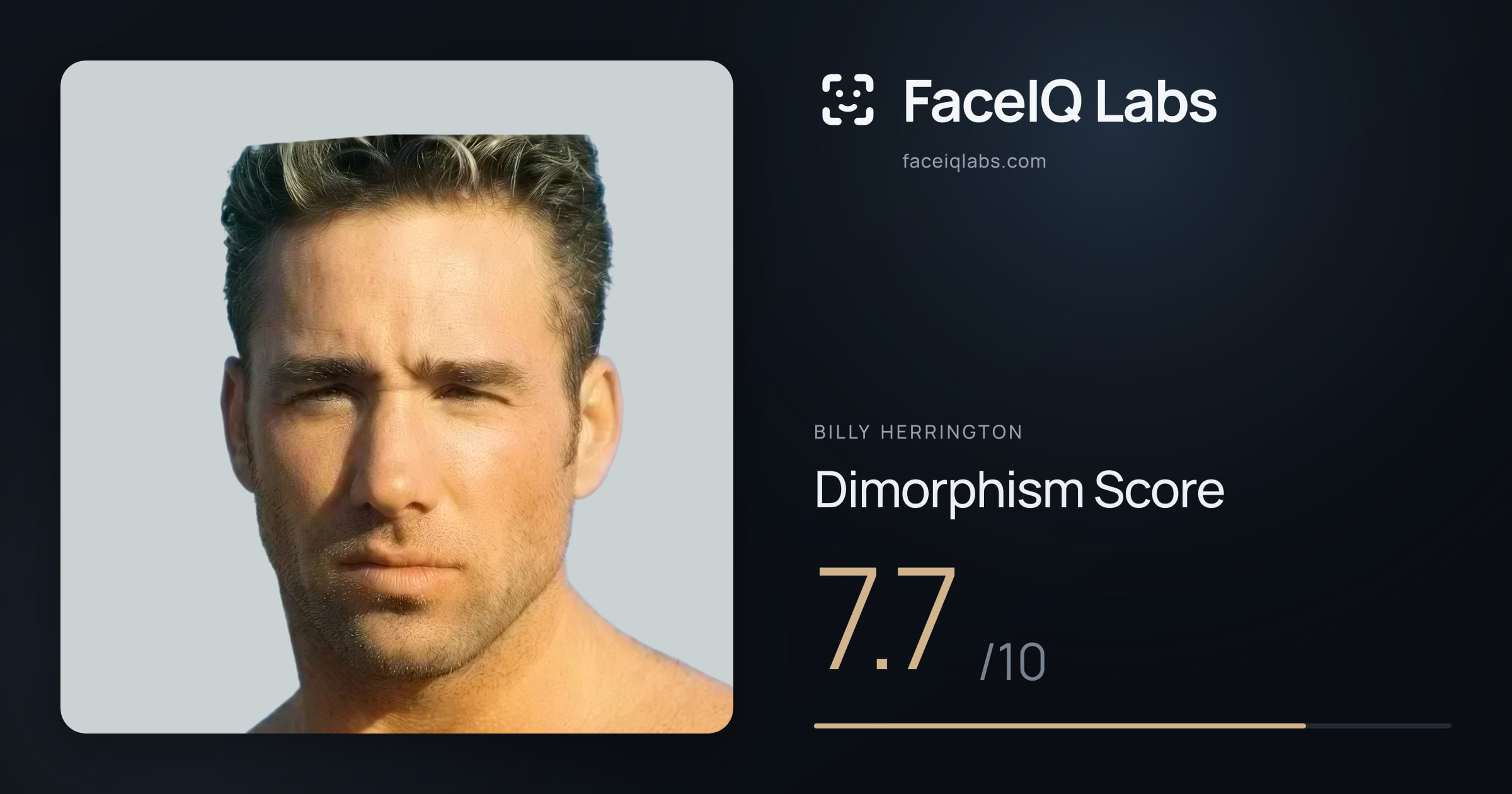 Billy Herrington Dimorphism: 7.7/10, with each assessment drawn on the photo