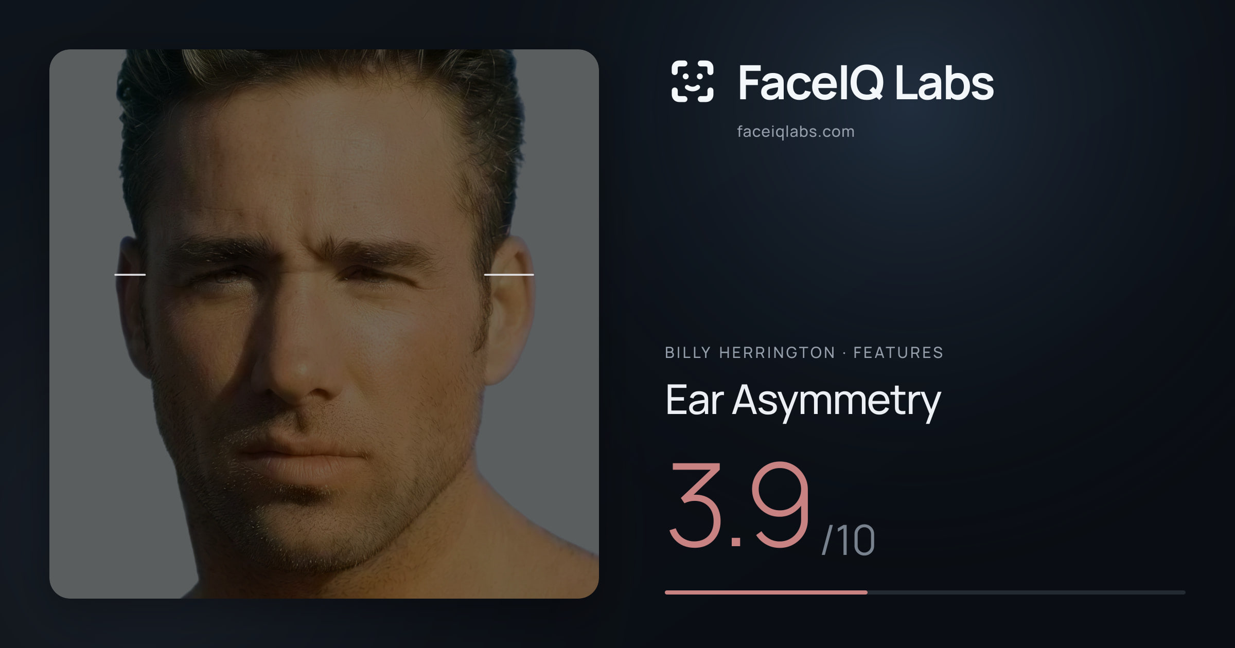 Billy Herrington Ear Asymmetry: 3.9/10, drawn on the photo