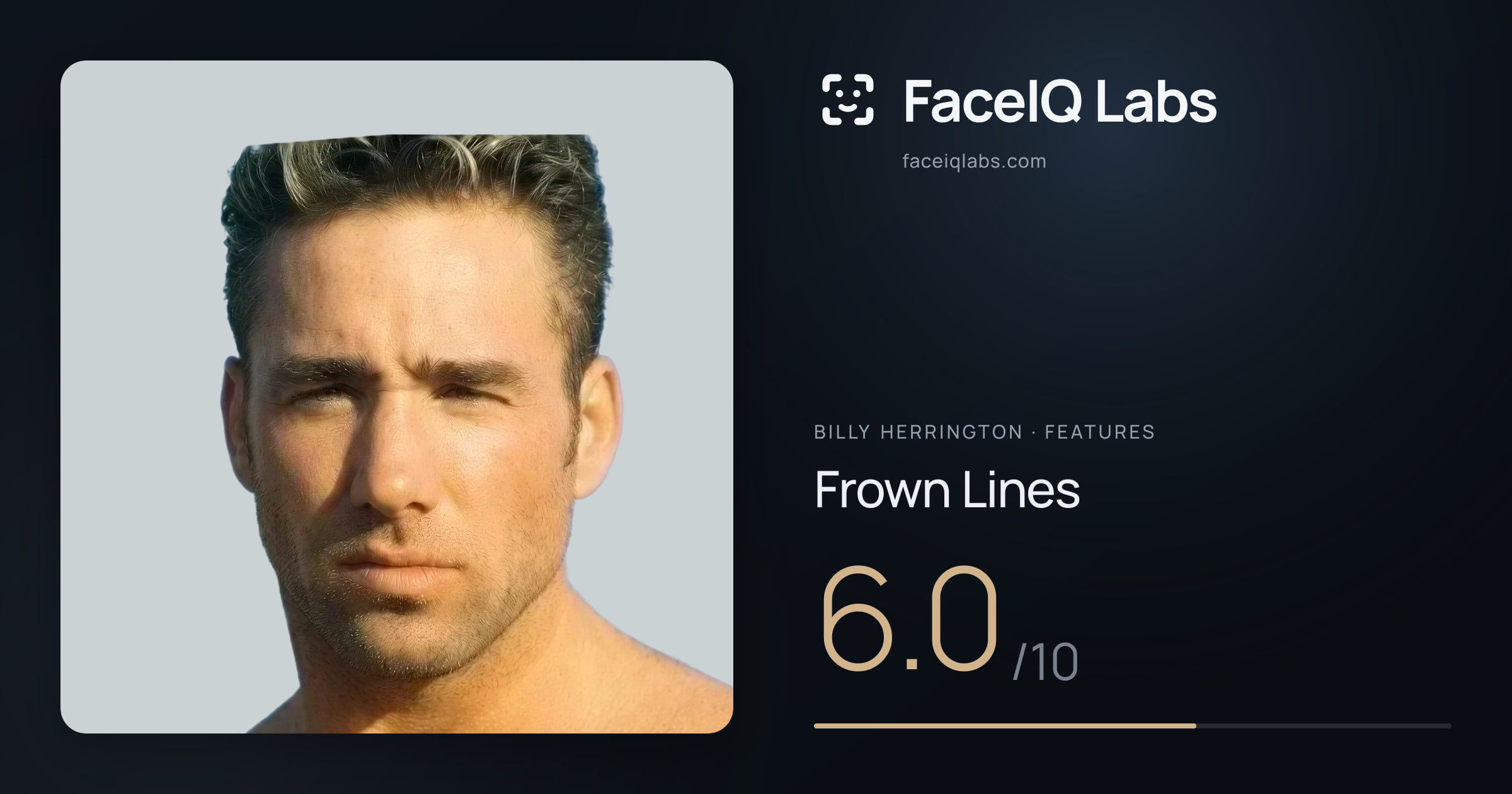 Billy Herrington Frown Lines: 6.0/10, drawn on the photo
