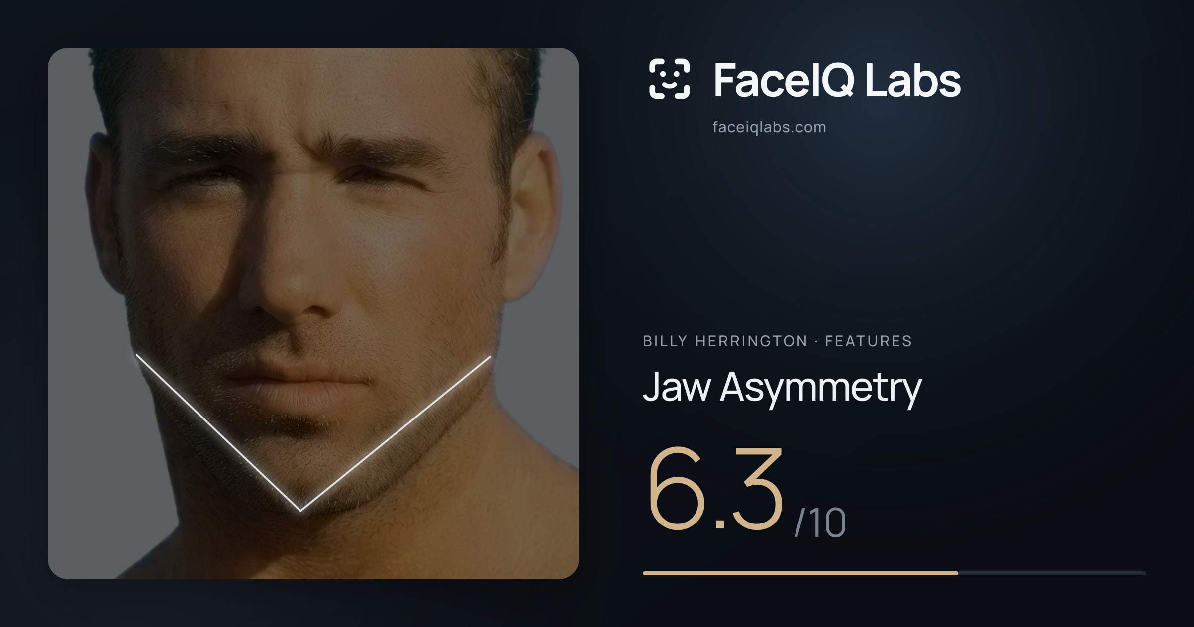Billy Herrington Jaw Asymmetry: 6.3/10, drawn on the photo