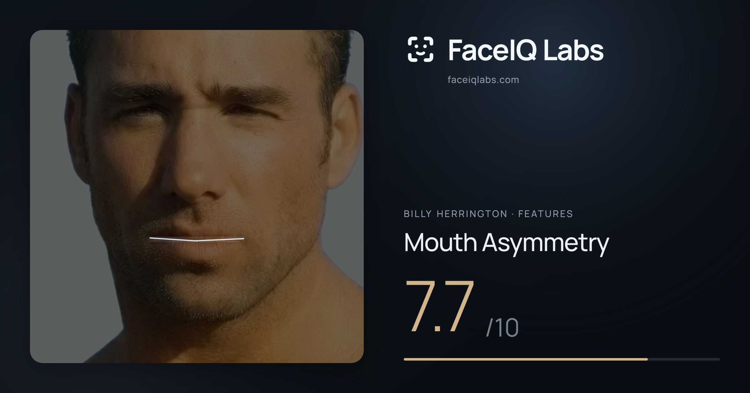 Billy Herrington Mouth Asymmetry: 7.7/10, drawn on the photo