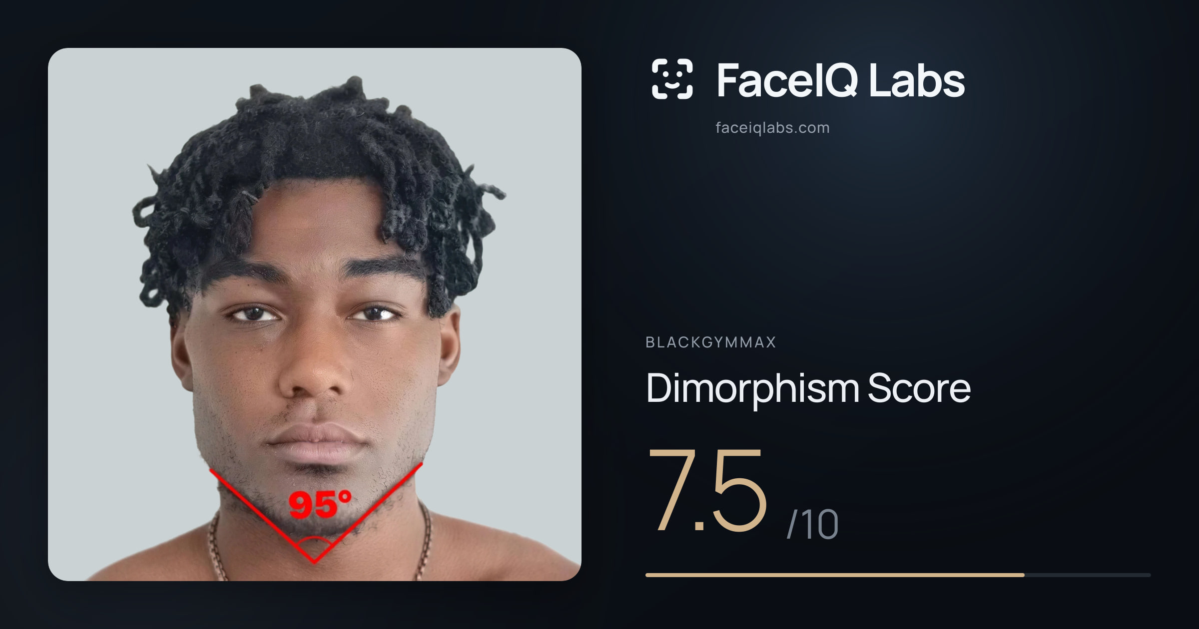 Blackgymmax Dimorphism: 7.5/10, with each assessment drawn on the photo