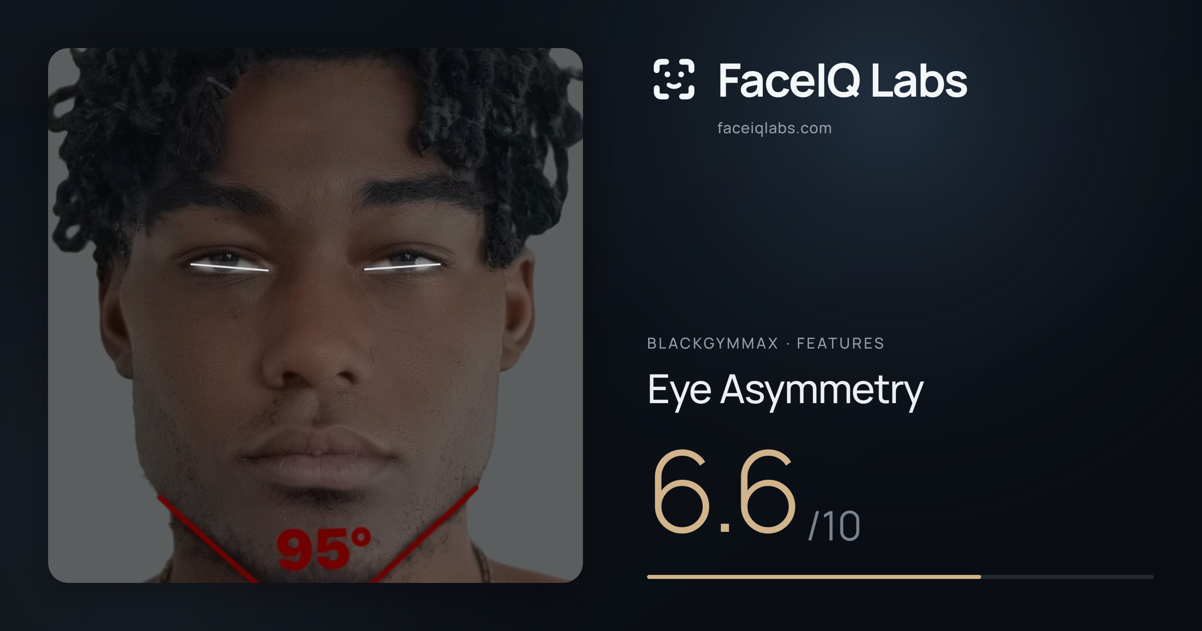 Blackgymmax Eye Asymmetry: 6.6/10, drawn on the photo