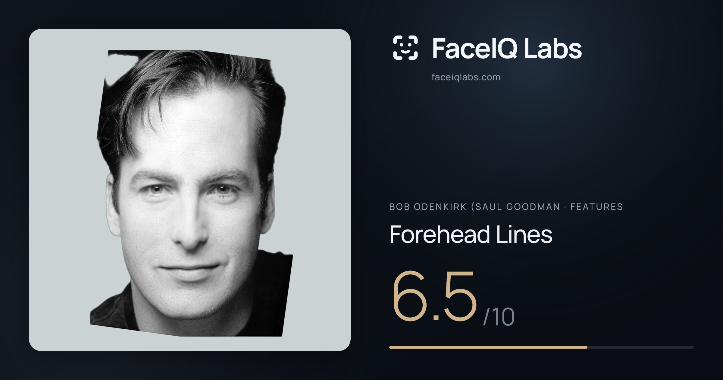 Bob Odenkirk (Saul Goodman Forehead Lines: 6.5/10, drawn on the photo