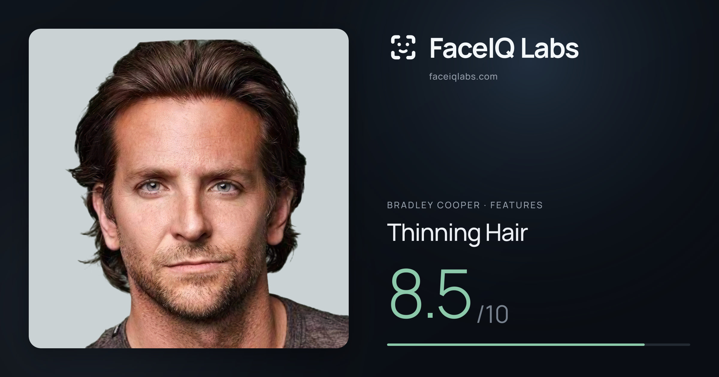 Bradley Cooper Thinning Hair: 8.5/10, drawn on the photo