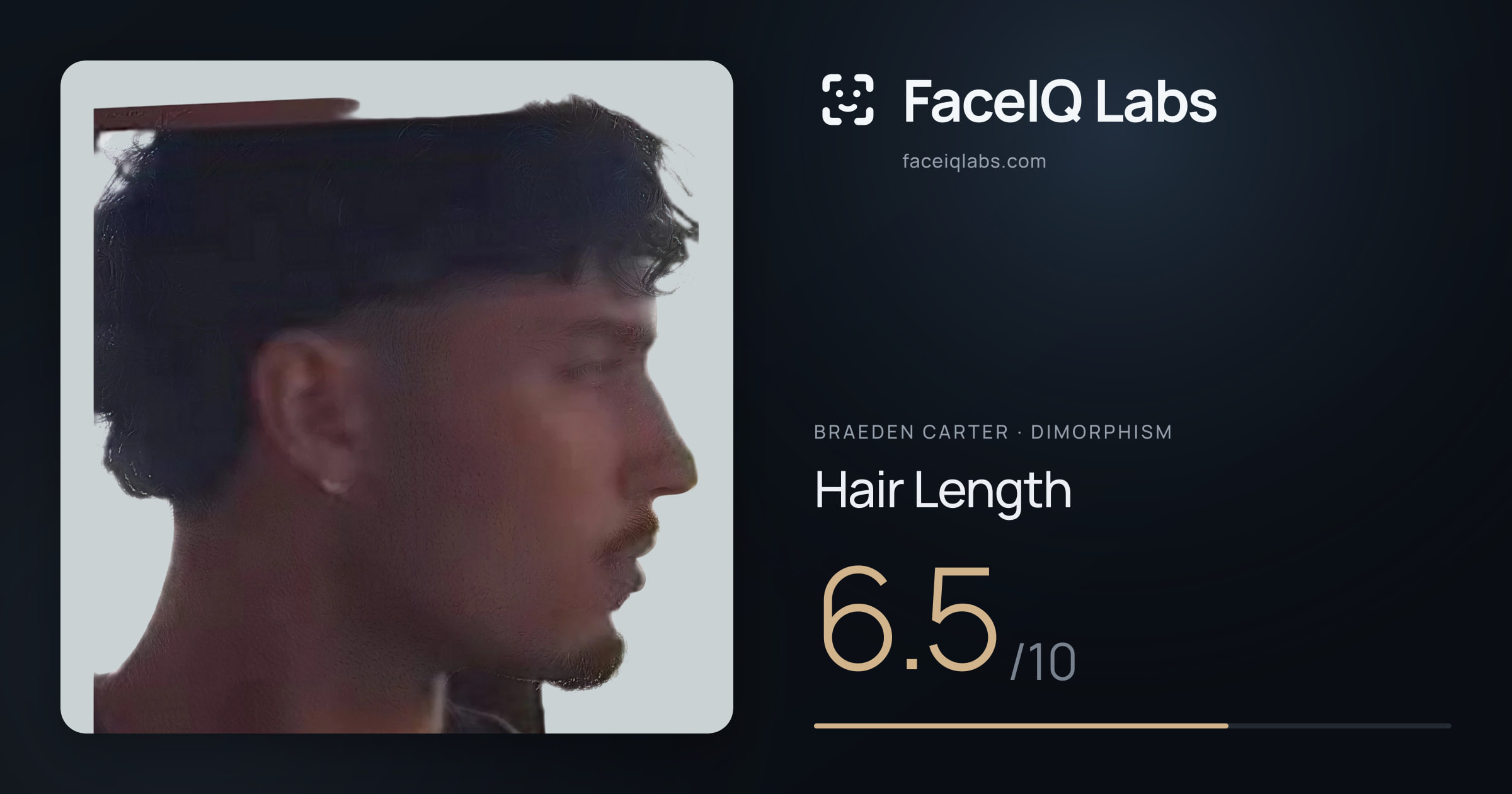 Braeden Carter Hair Length: 6.5/10, drawn on the photo