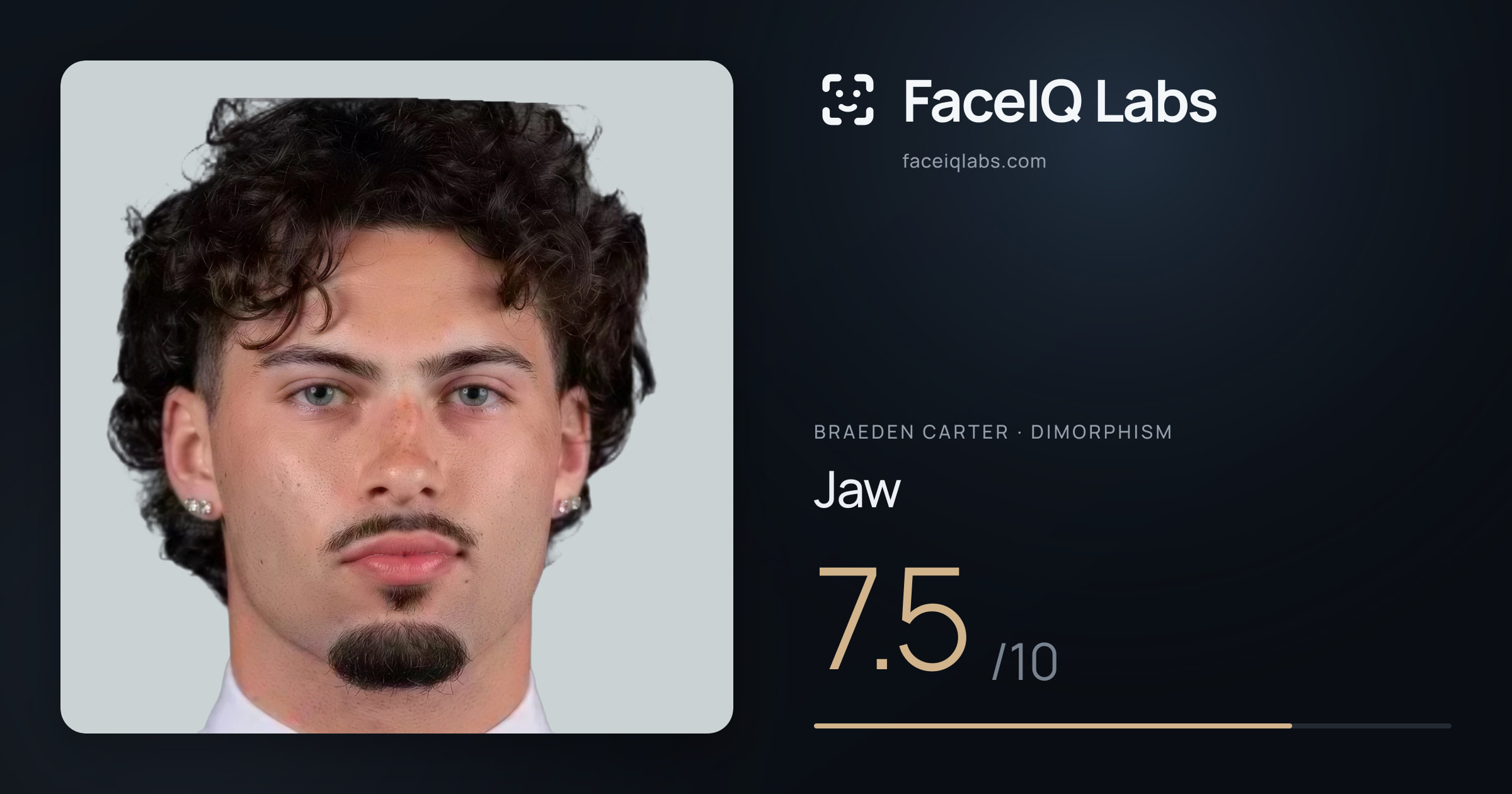 Braeden Carter Jaw: 7.5/10, drawn on the photo