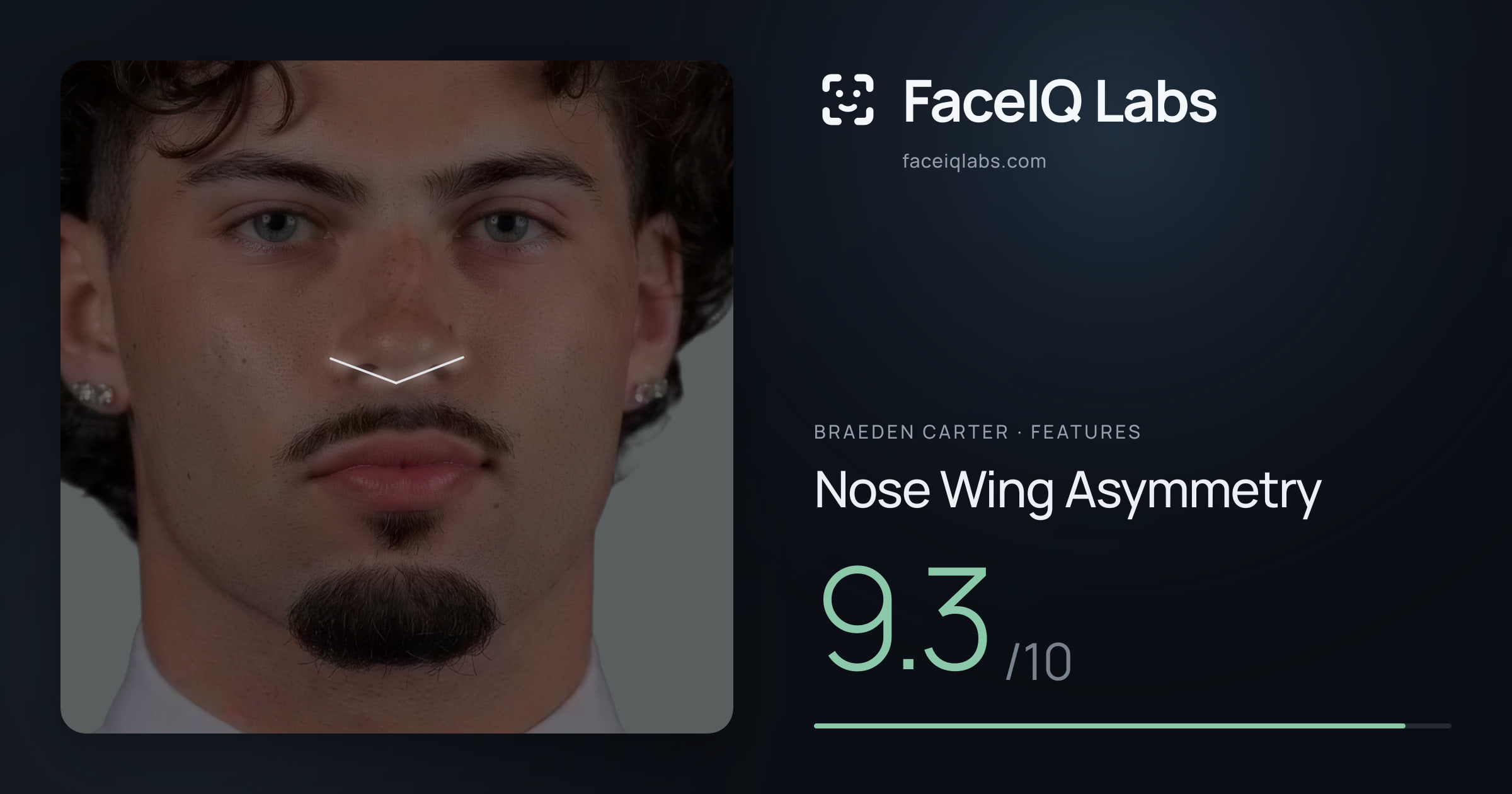 Braeden Carter Nose Wing Asymmetry: 9.3/10, drawn on the photo