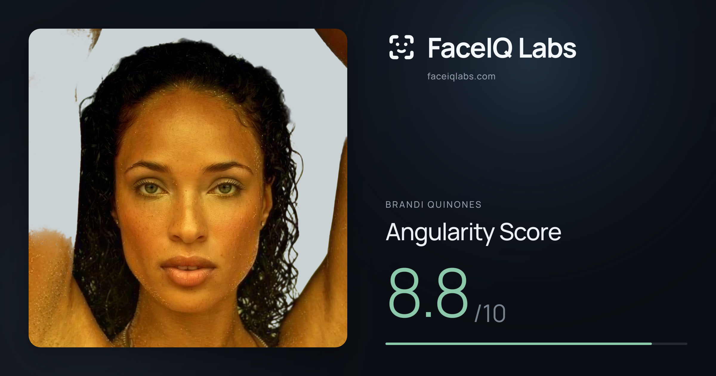 Brandi Quinones Angularity: 8.8/10, with each assessment drawn on the photo