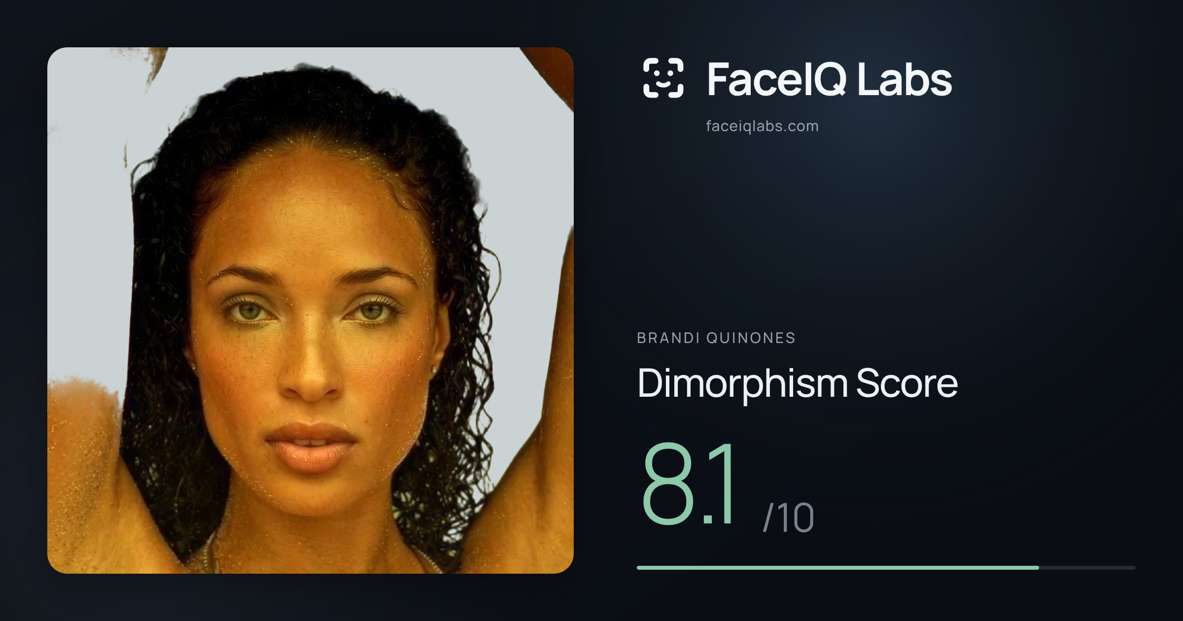 Brandi Quinones Dimorphism: 8.1/10, with each assessment drawn on the photo