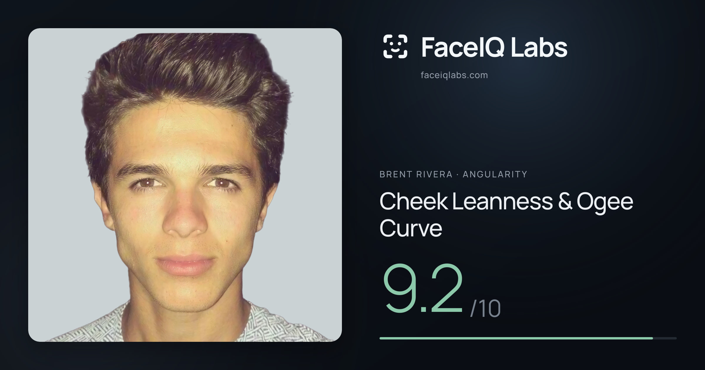 Brent Rivera Cheek Leanness & Ogee Curve: 9.2/10, drawn on the photo