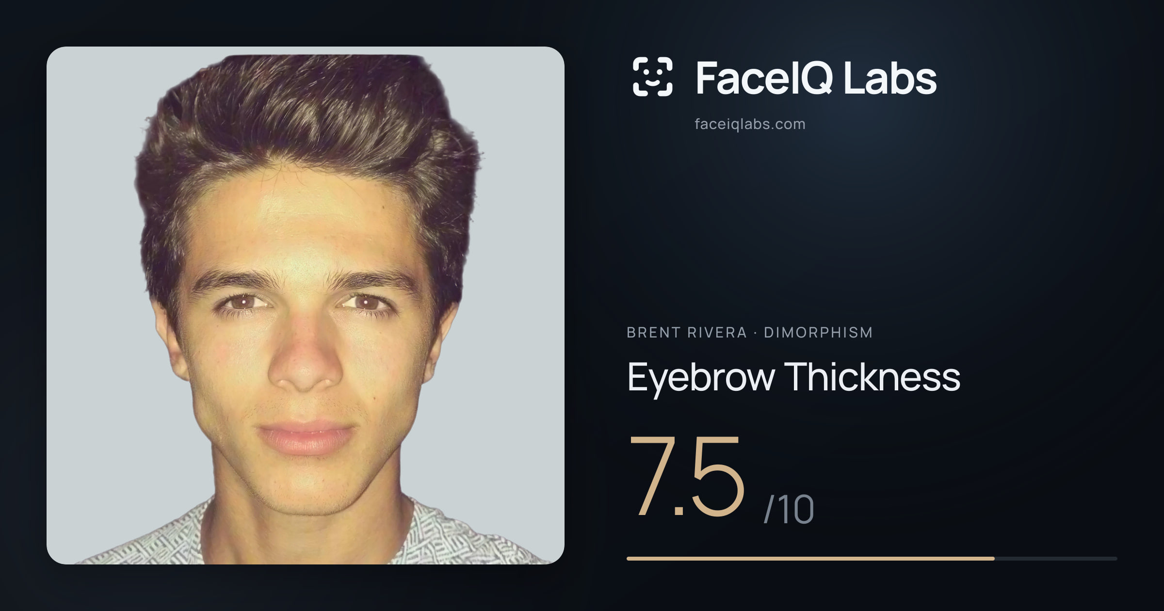 Brent Rivera Eyebrow Thickness: 7.5/10, drawn on the photo