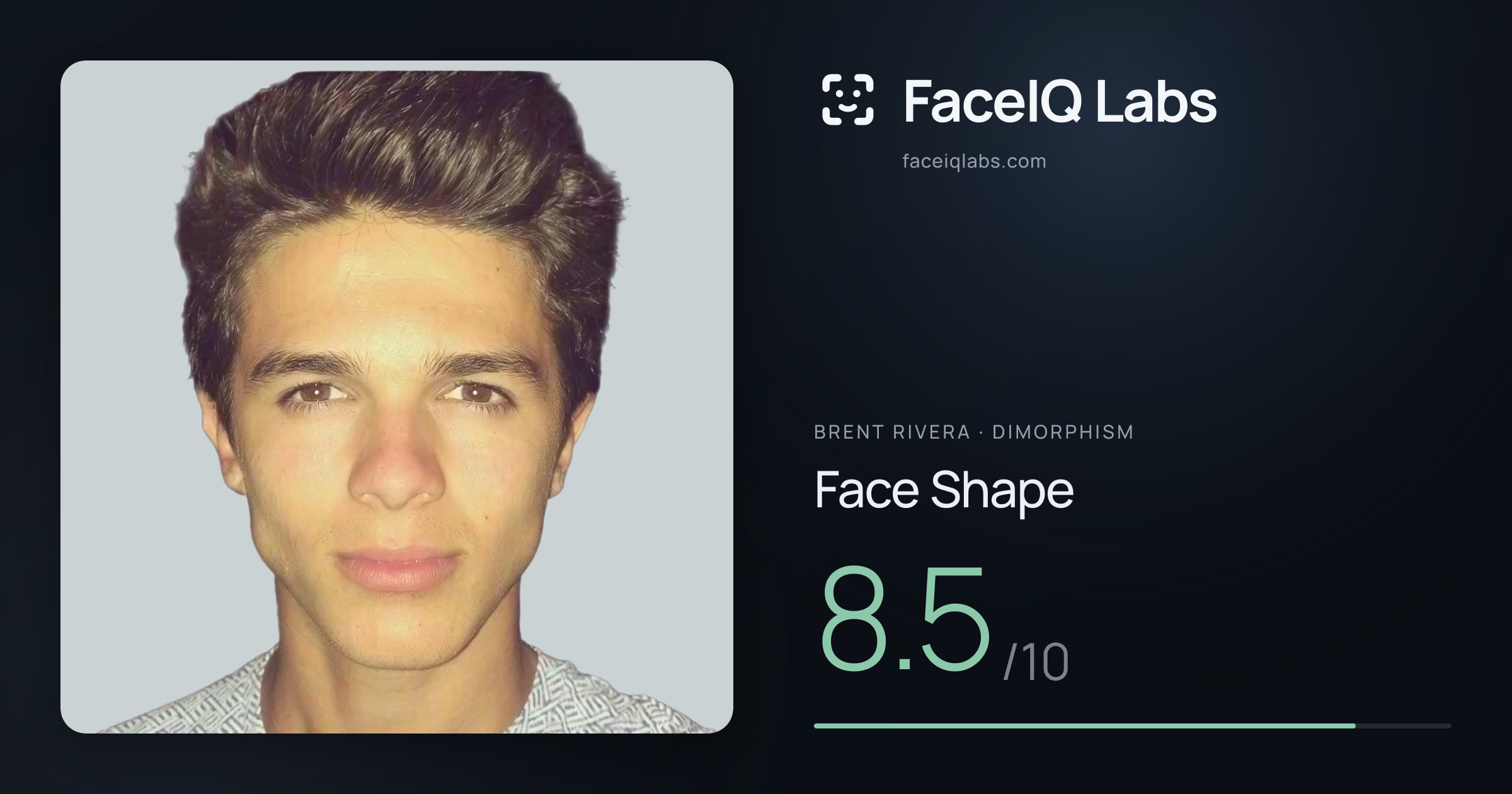 Brent Rivera Face Shape: 8.5/10, drawn on the photo