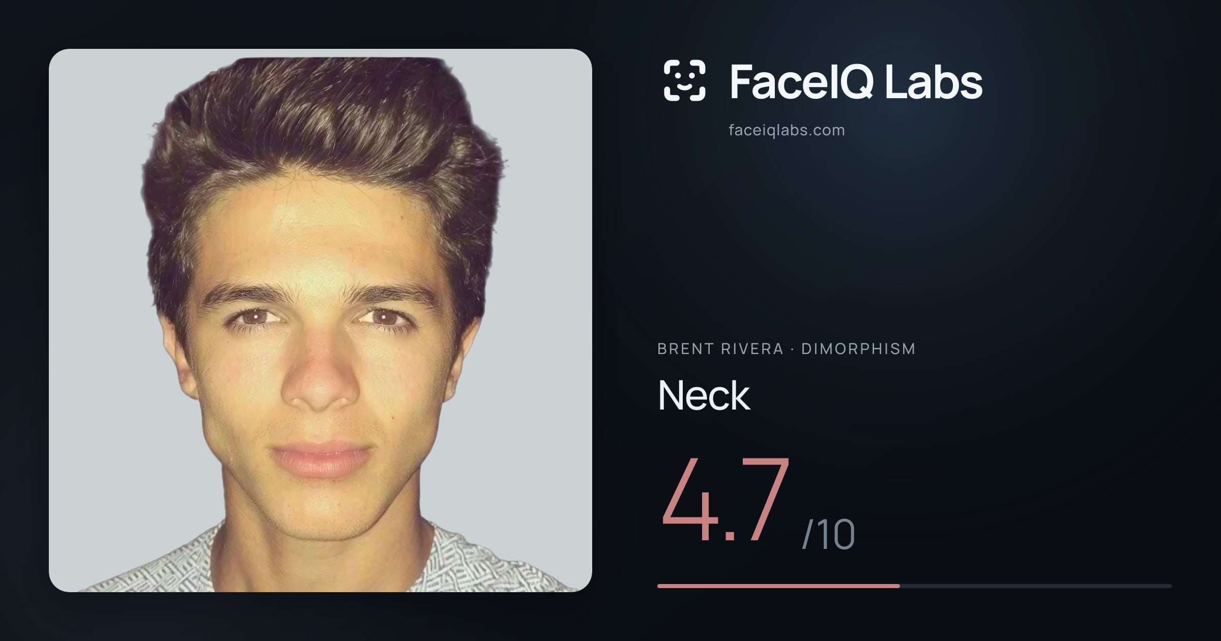 Brent Rivera Neck: 4.7/10, drawn on the photo