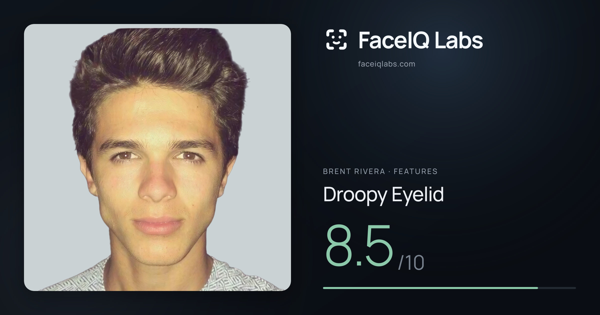 Brent Rivera Droopy Eyelid: 8.5/10, drawn on the photo