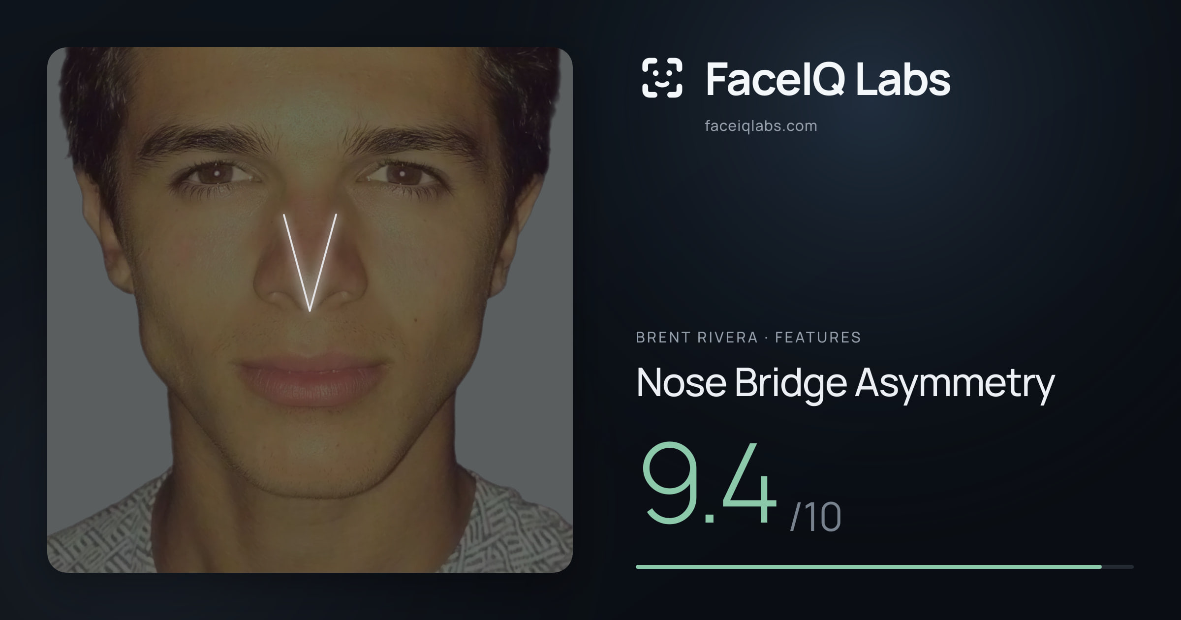Brent Rivera Nose Bridge Asymmetry: 9.4/10, drawn on the photo