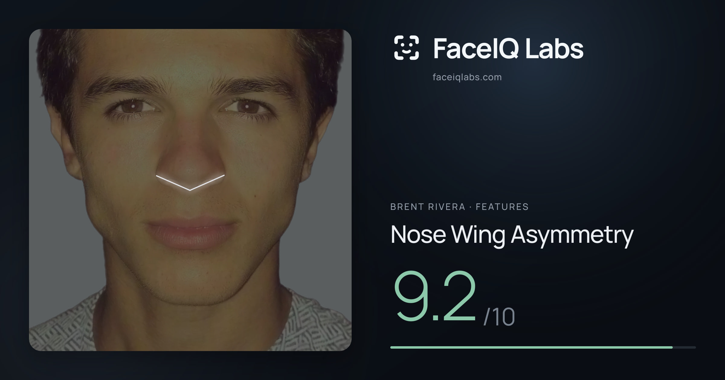 Brent Rivera Nose Wing Asymmetry: 9.2/10, drawn on the photo