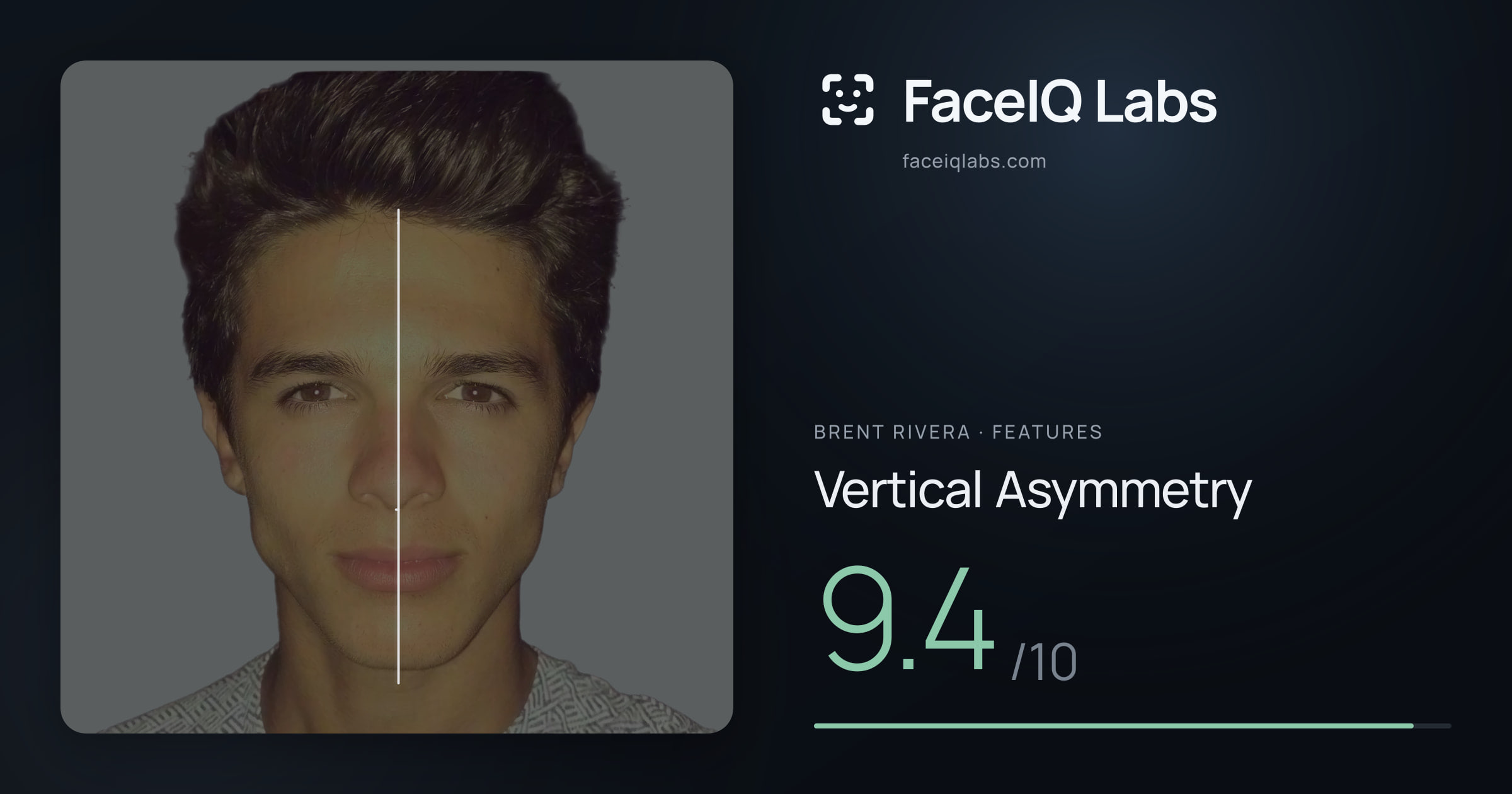 Brent Rivera Vertical Asymmetry: 9.4/10, drawn on the photo