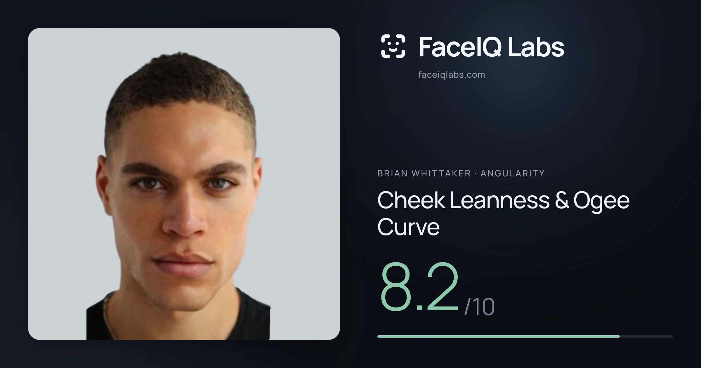 Brian Whittaker Cheek Leanness & Ogee Curve: 8.2/10, drawn on the photo