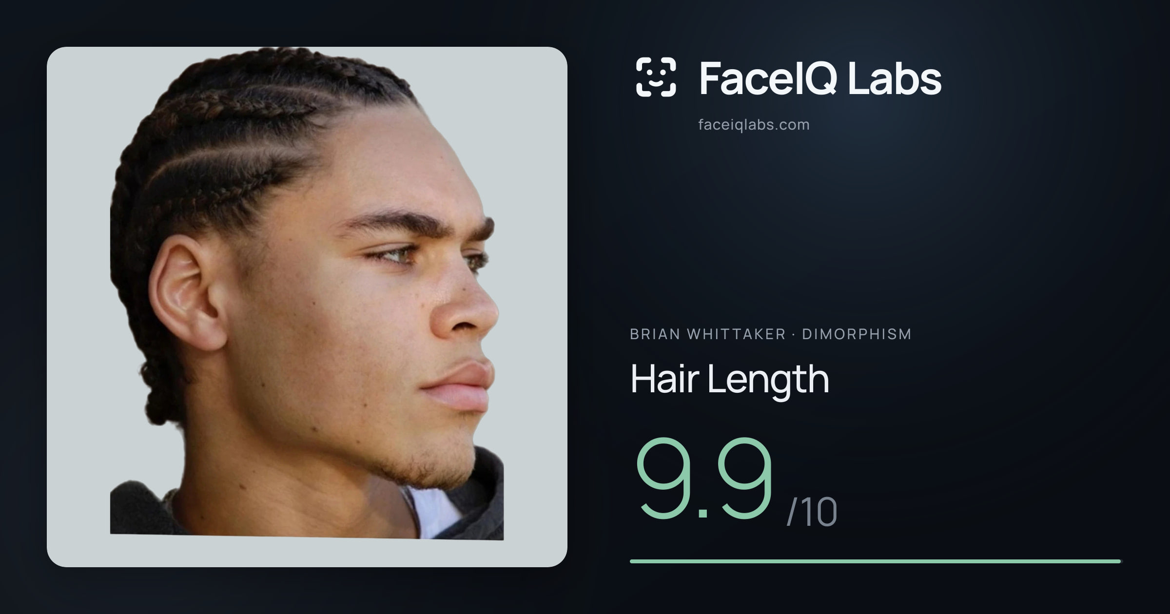 Brian Whittaker Hair Length: 9.9/10, drawn on the photo