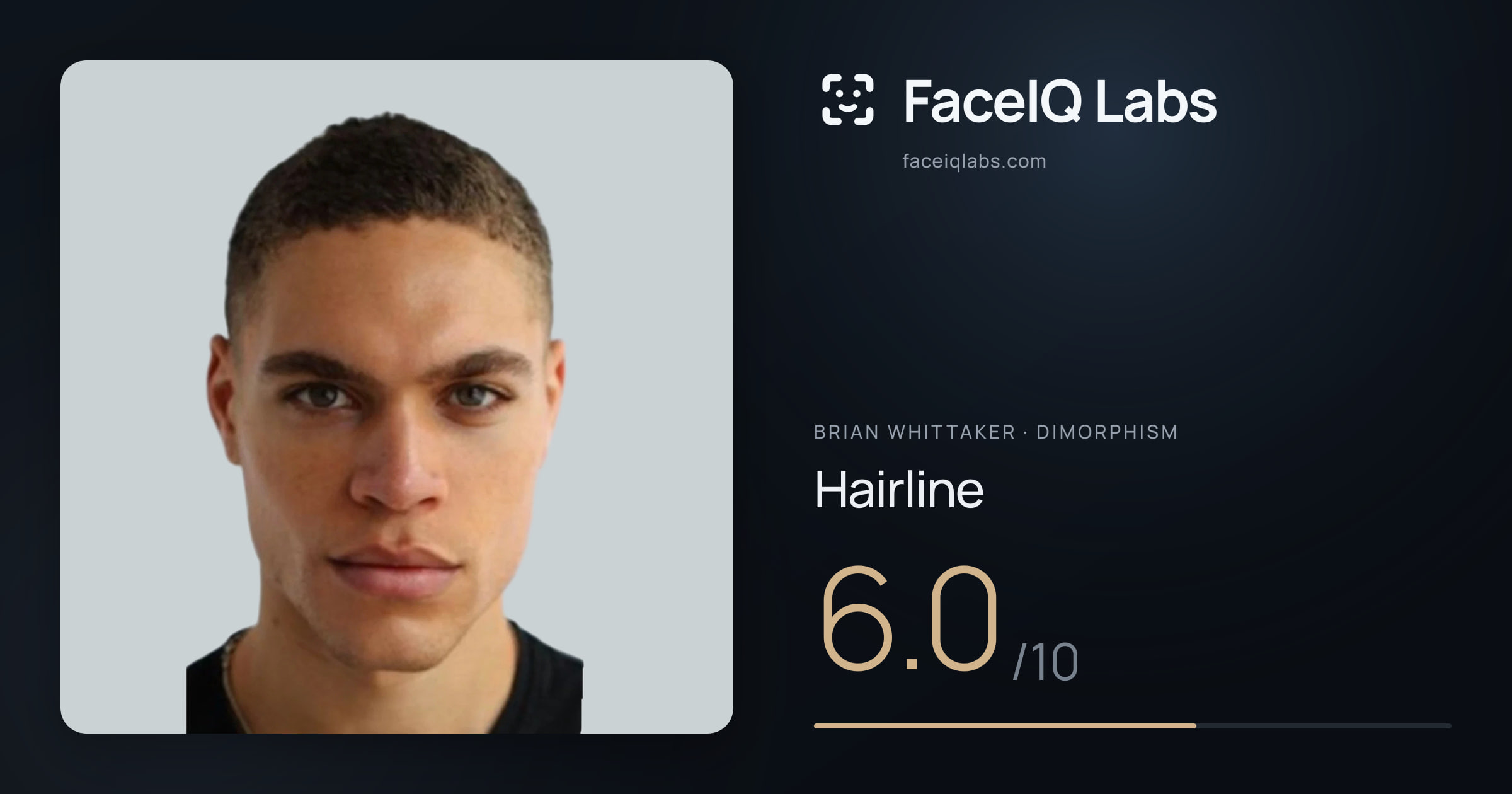 Brian Whittaker Hairline: 6.0/10, drawn on the photo