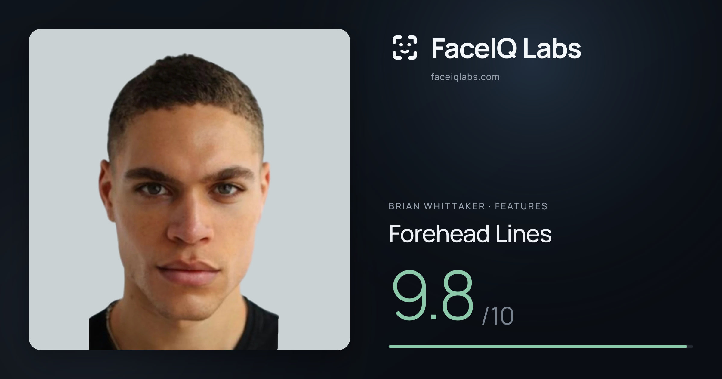 Brian Whittaker Forehead Lines: 9.8/10, drawn on the photo