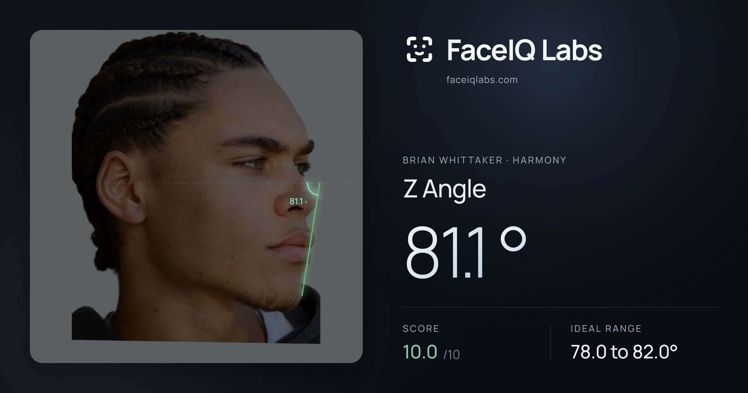 Brian Whittaker Z Angle: 81.1°, drawn on the photo