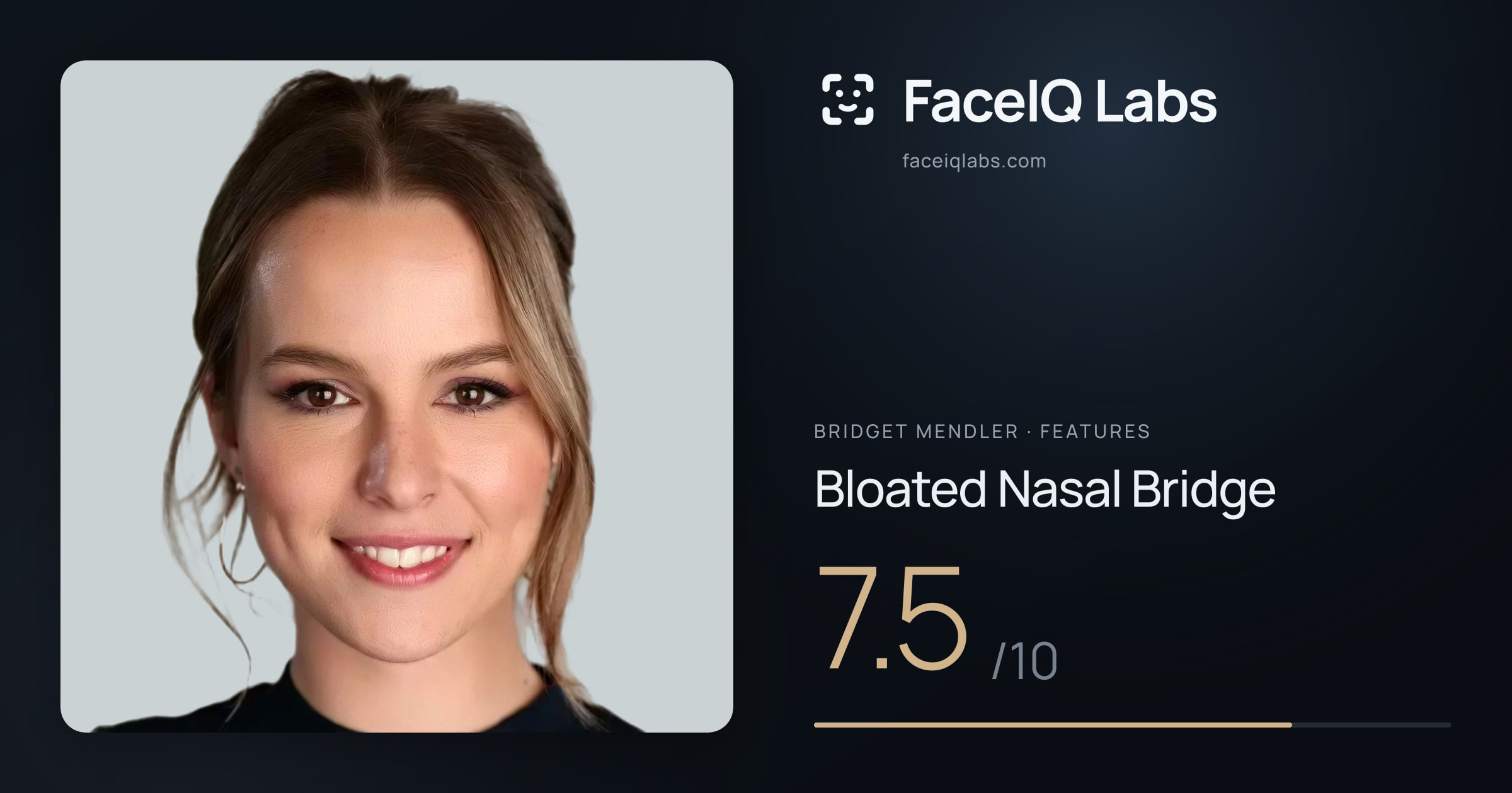 Bridget Mendler Bloated Nasal Bridge: 7.5/10, drawn on the photo