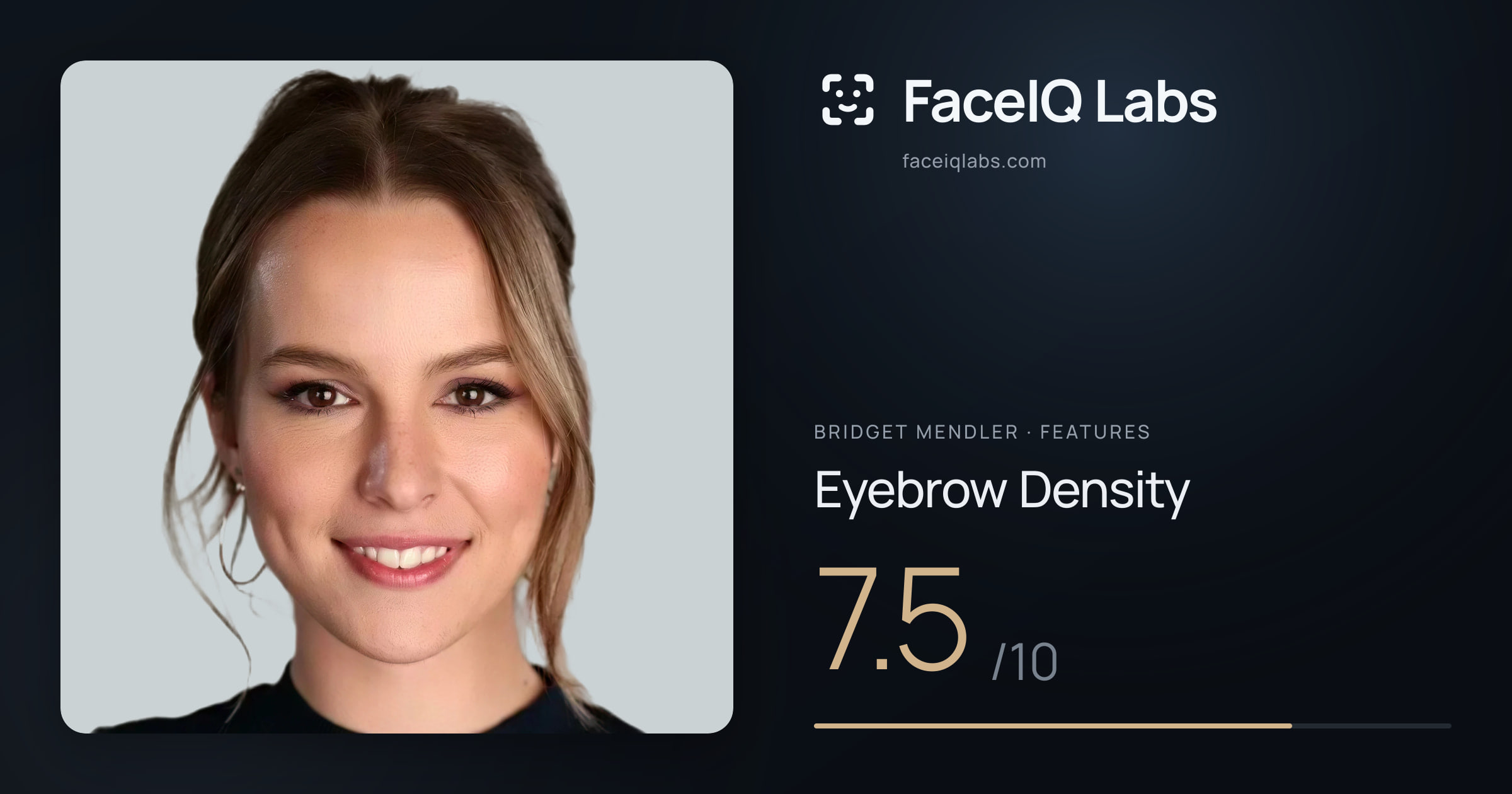Bridget Mendler Eyebrow Density: 7.5/10, drawn on the photo