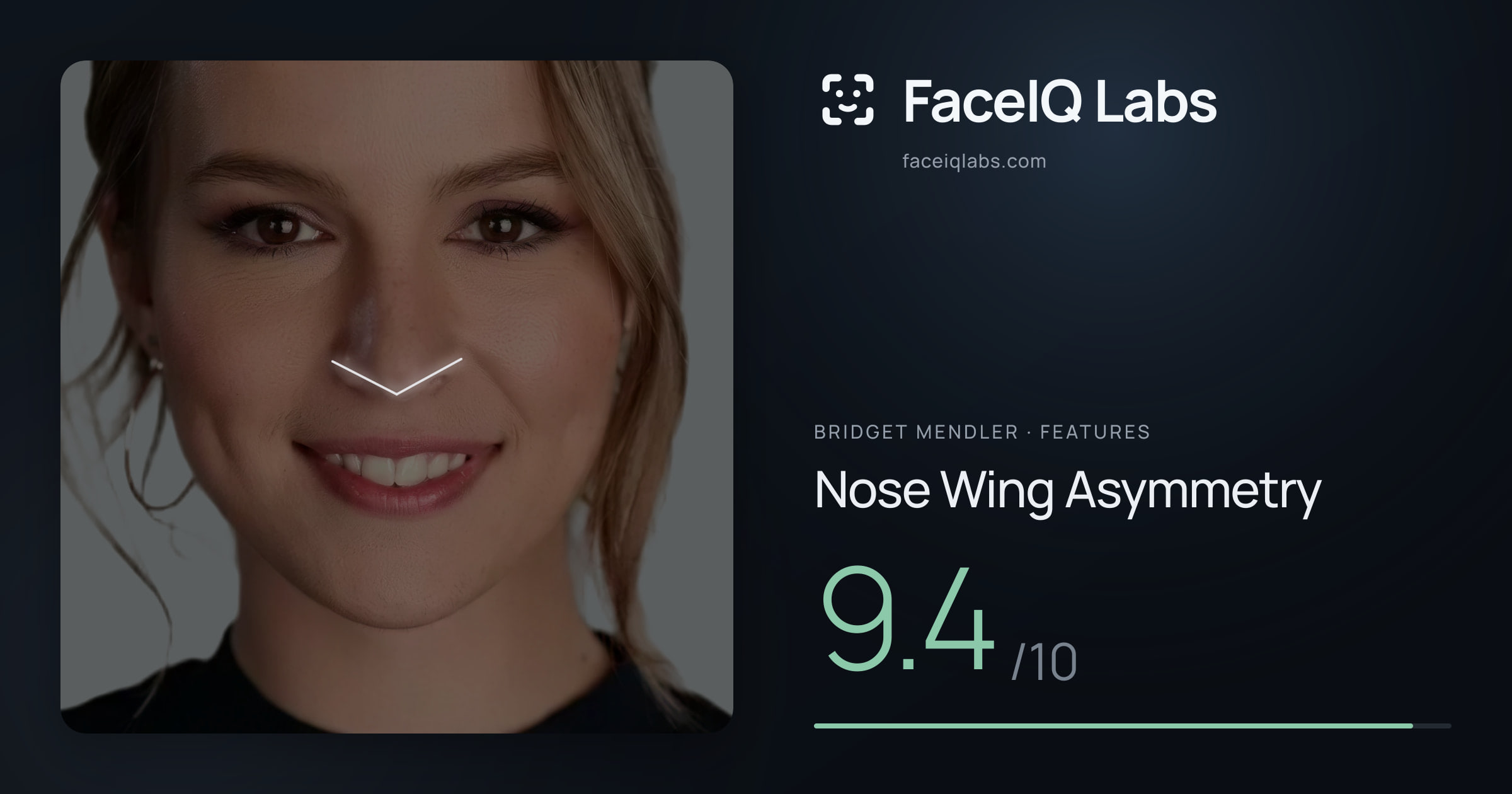 Bridget Mendler Nose Wing Asymmetry: 9.4/10, drawn on the photo