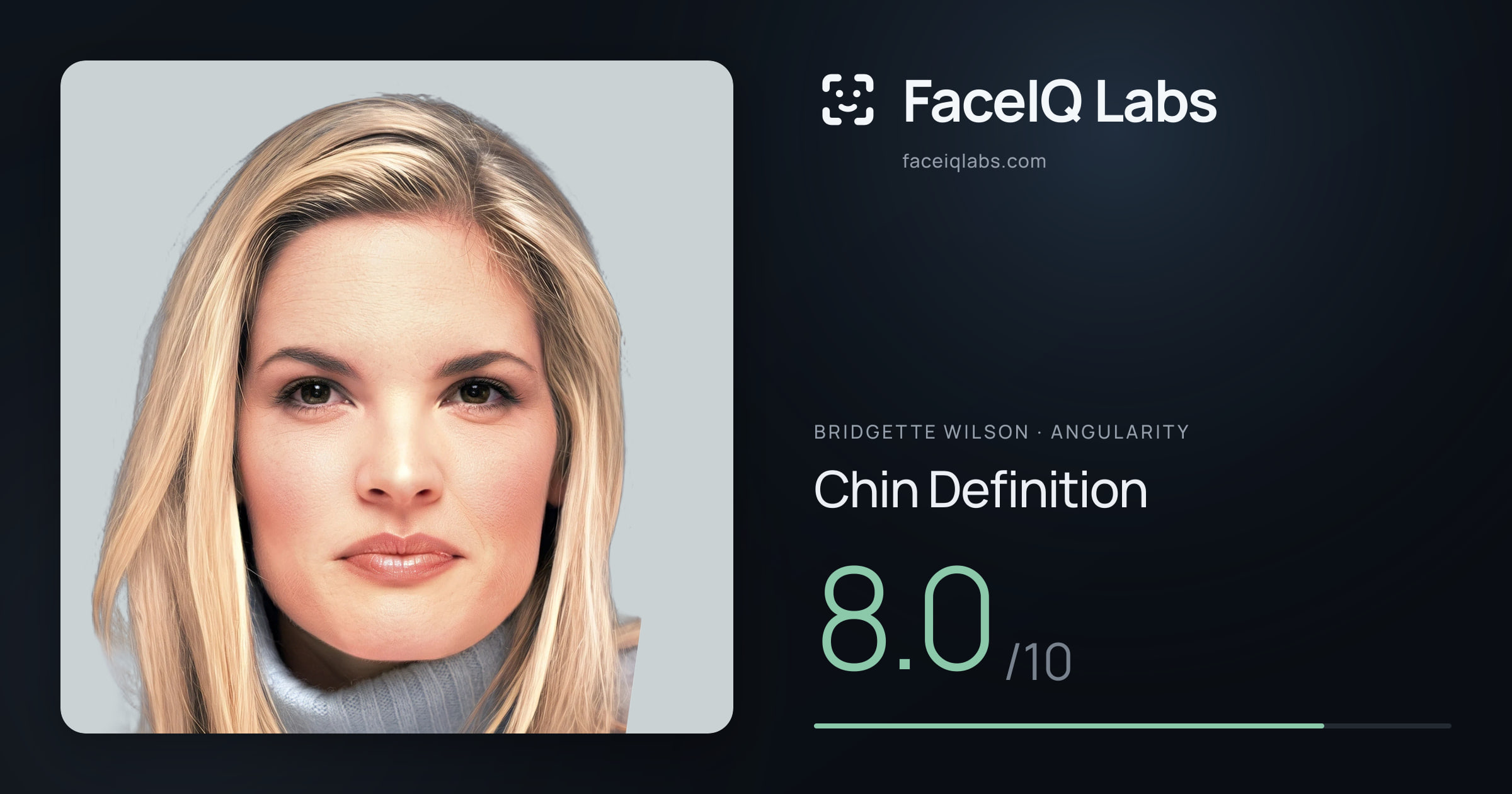 Bridgette Wilson Chin Definition: 8.0/10, drawn on the photo