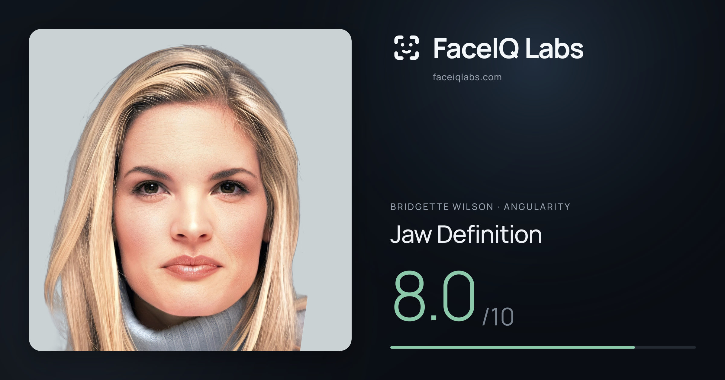 Bridgette Wilson Jaw Definition: 8.0/10, drawn on the photo