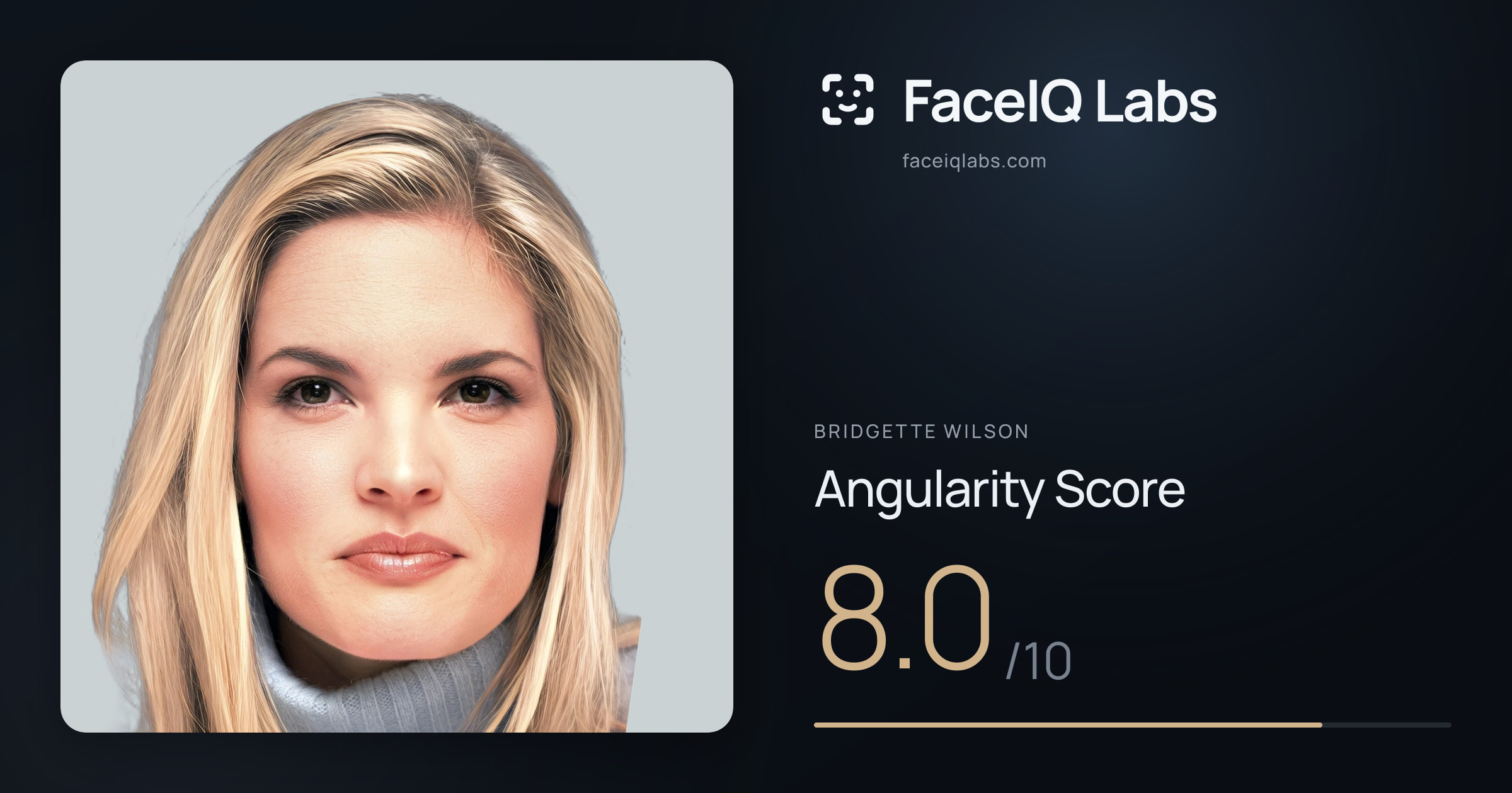 Bridgette Wilson Angularity: 8.0/10, with each assessment drawn on the photo