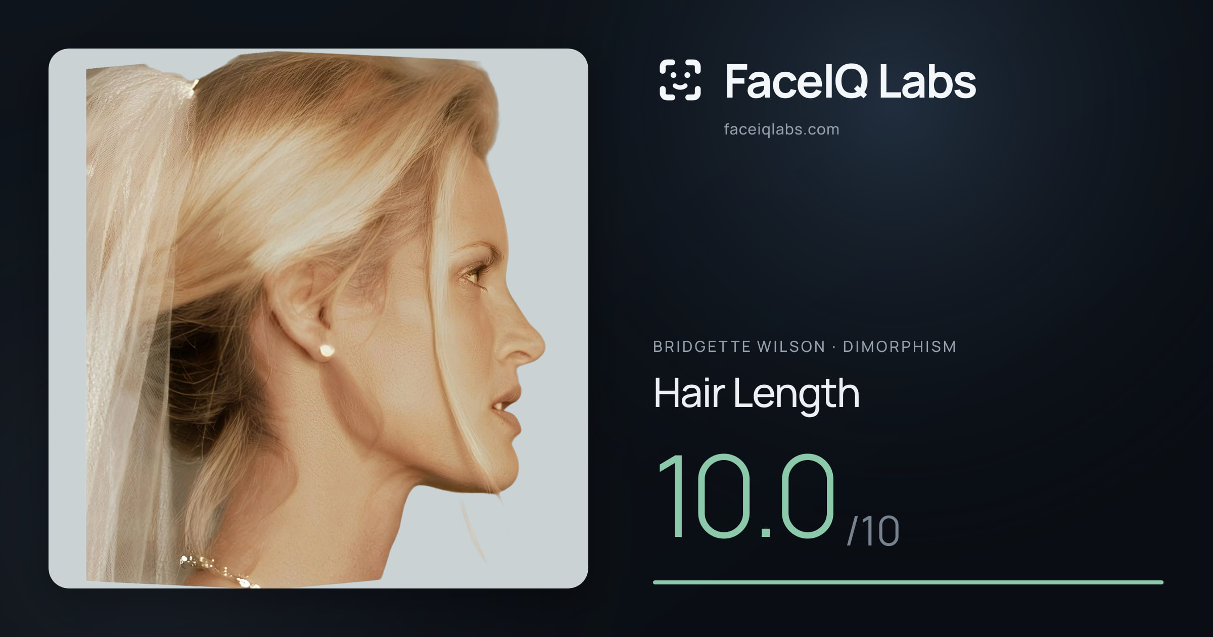 Bridgette Wilson Hair Length: 10.0/10, drawn on the photo
