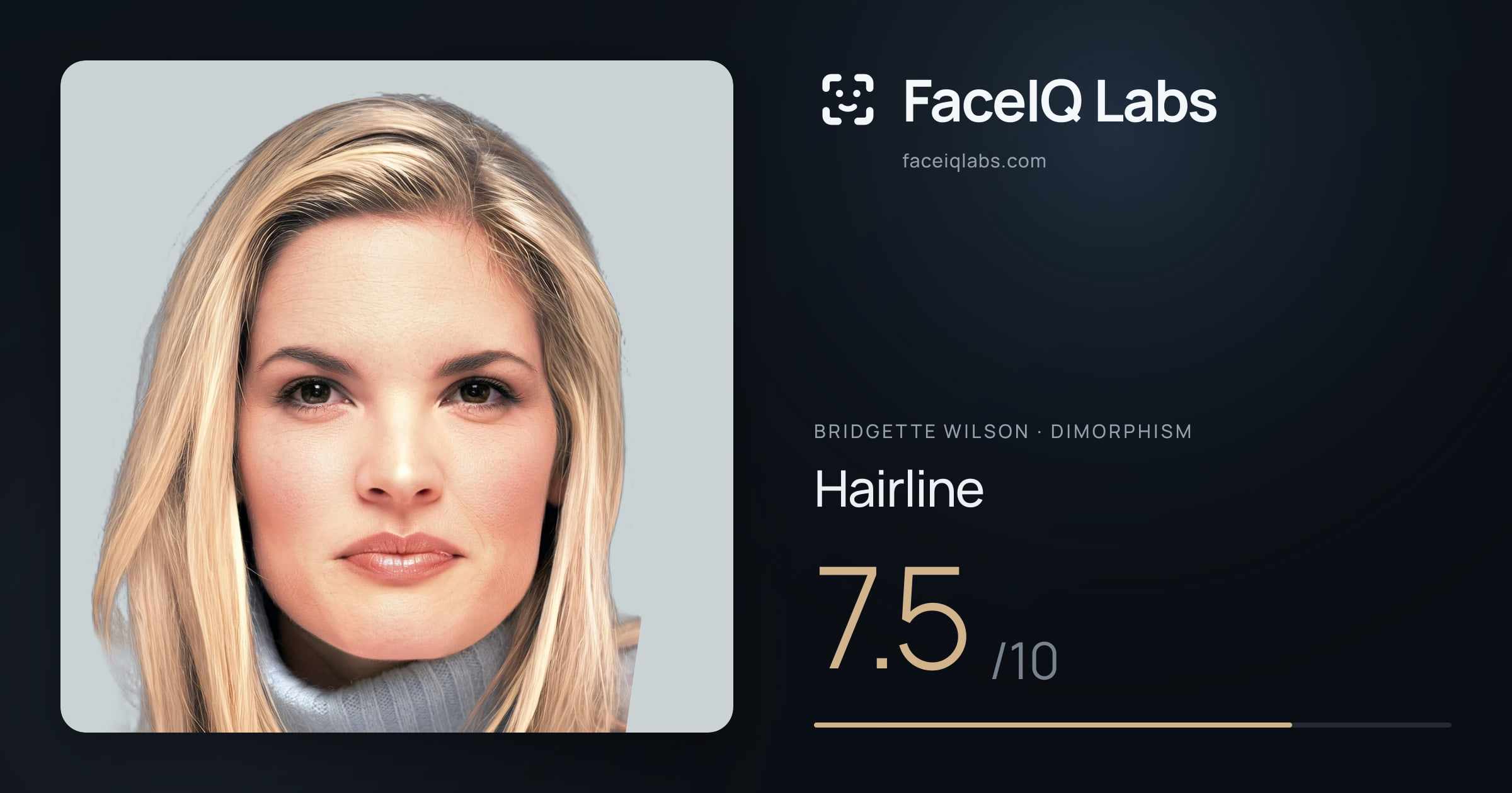 Bridgette Wilson Hairline: 7.5/10, drawn on the photo