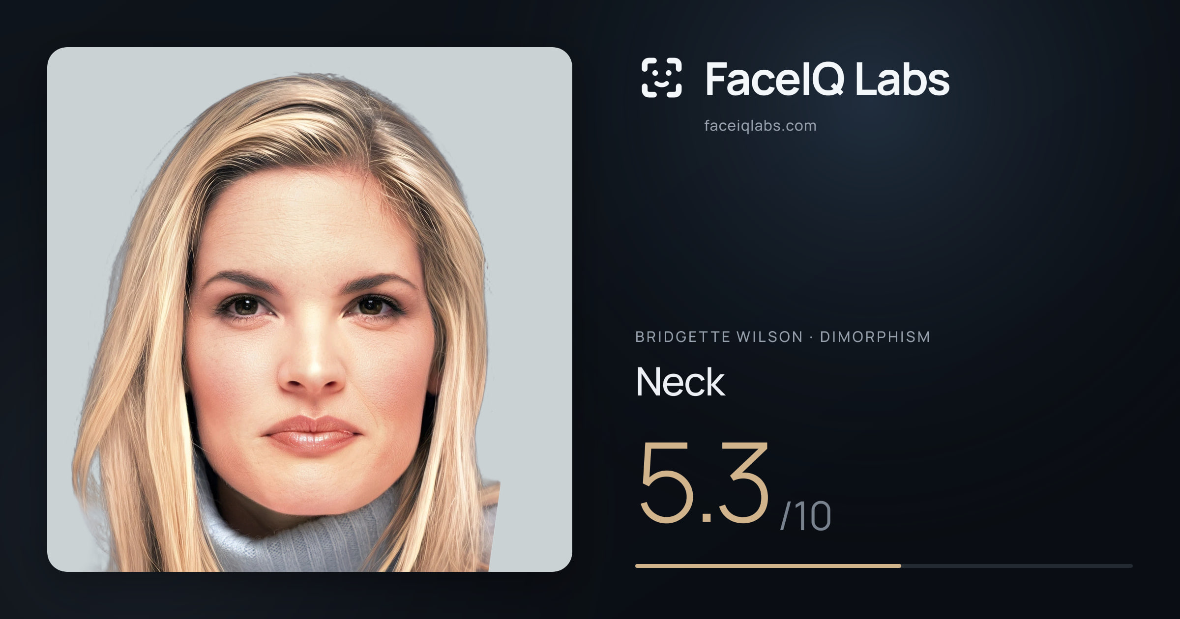 Bridgette Wilson Neck: 5.3/10, drawn on the photo