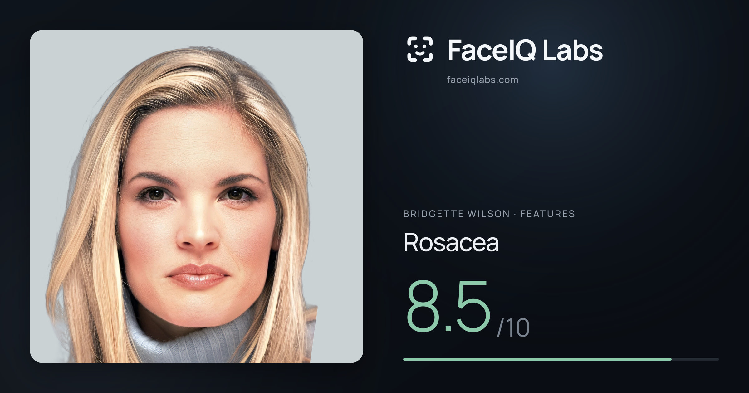 Bridgette Wilson Rosacea: 8.5/10, drawn on the photo