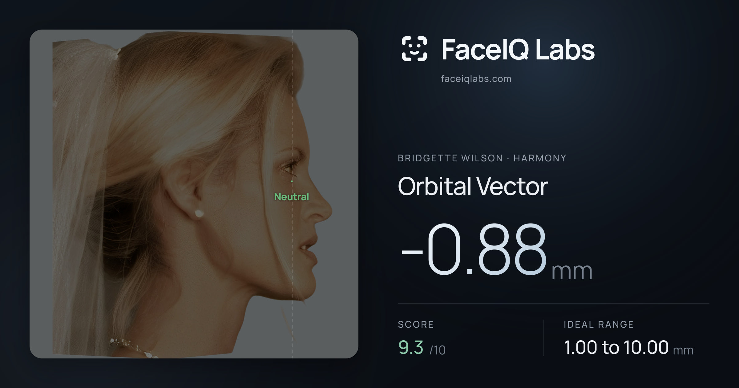 Bridgette Wilson Orbital Vector: -0.88mm, drawn on the photo