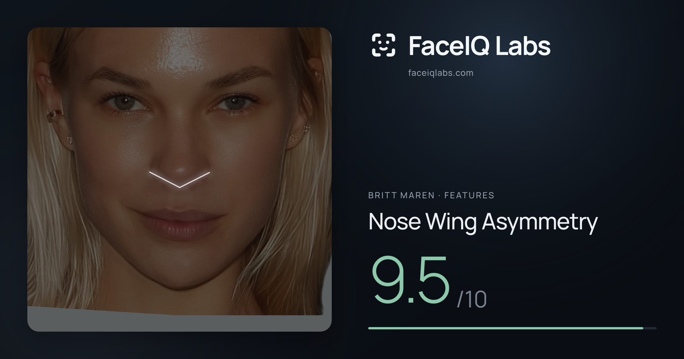 Britt Maren Nose Wing Asymmetry: 9.5/10, drawn on the photo