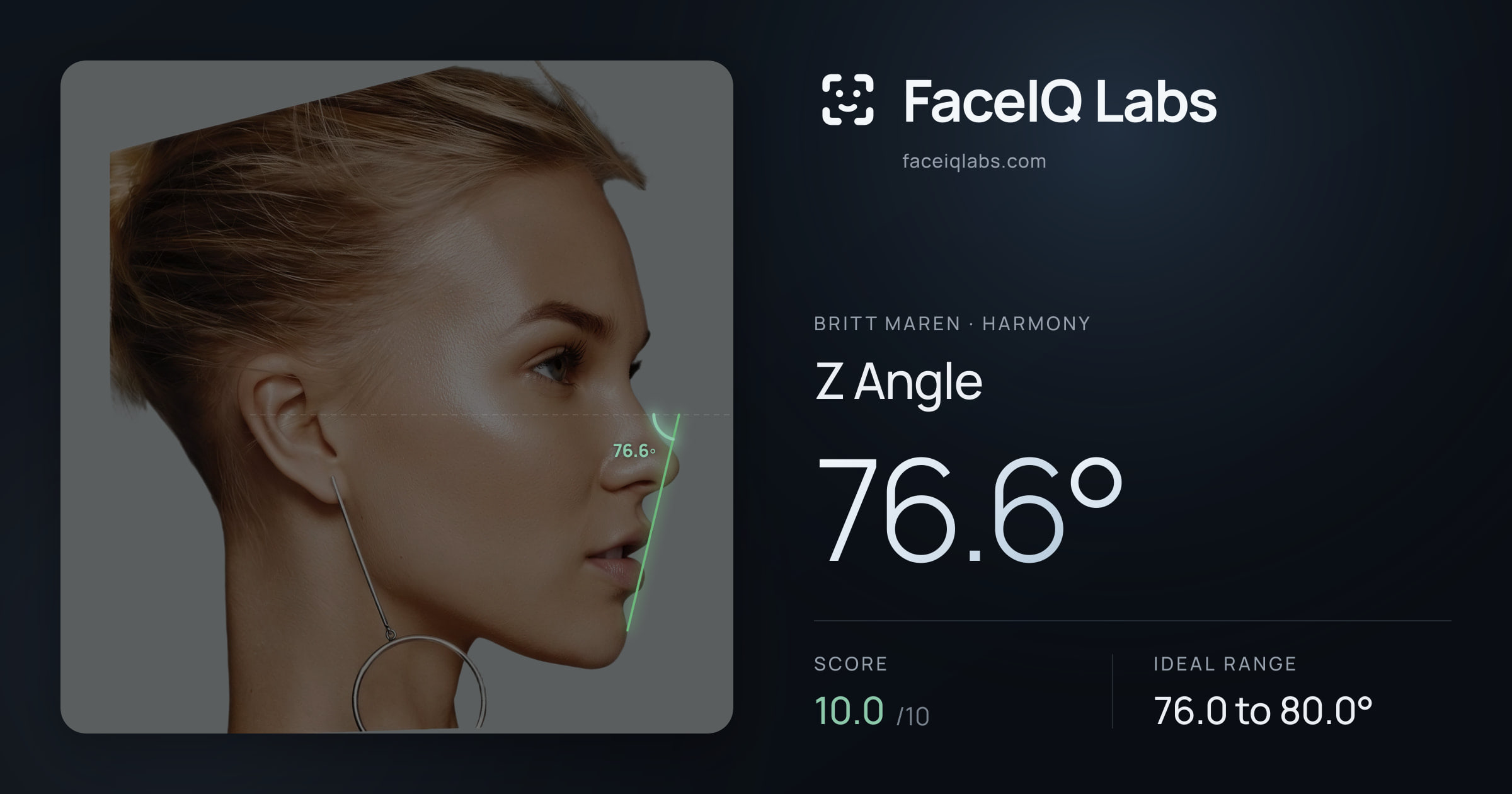 Britt Maren Z Angle: 76.6°, drawn on the photo