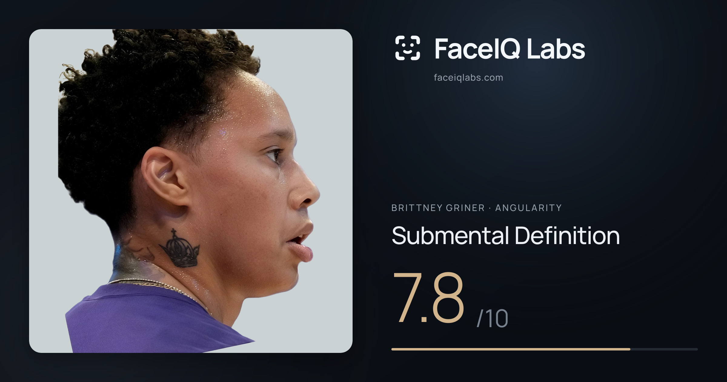 Brittney Griner Submental Definition: 7.8/10, drawn on the photo