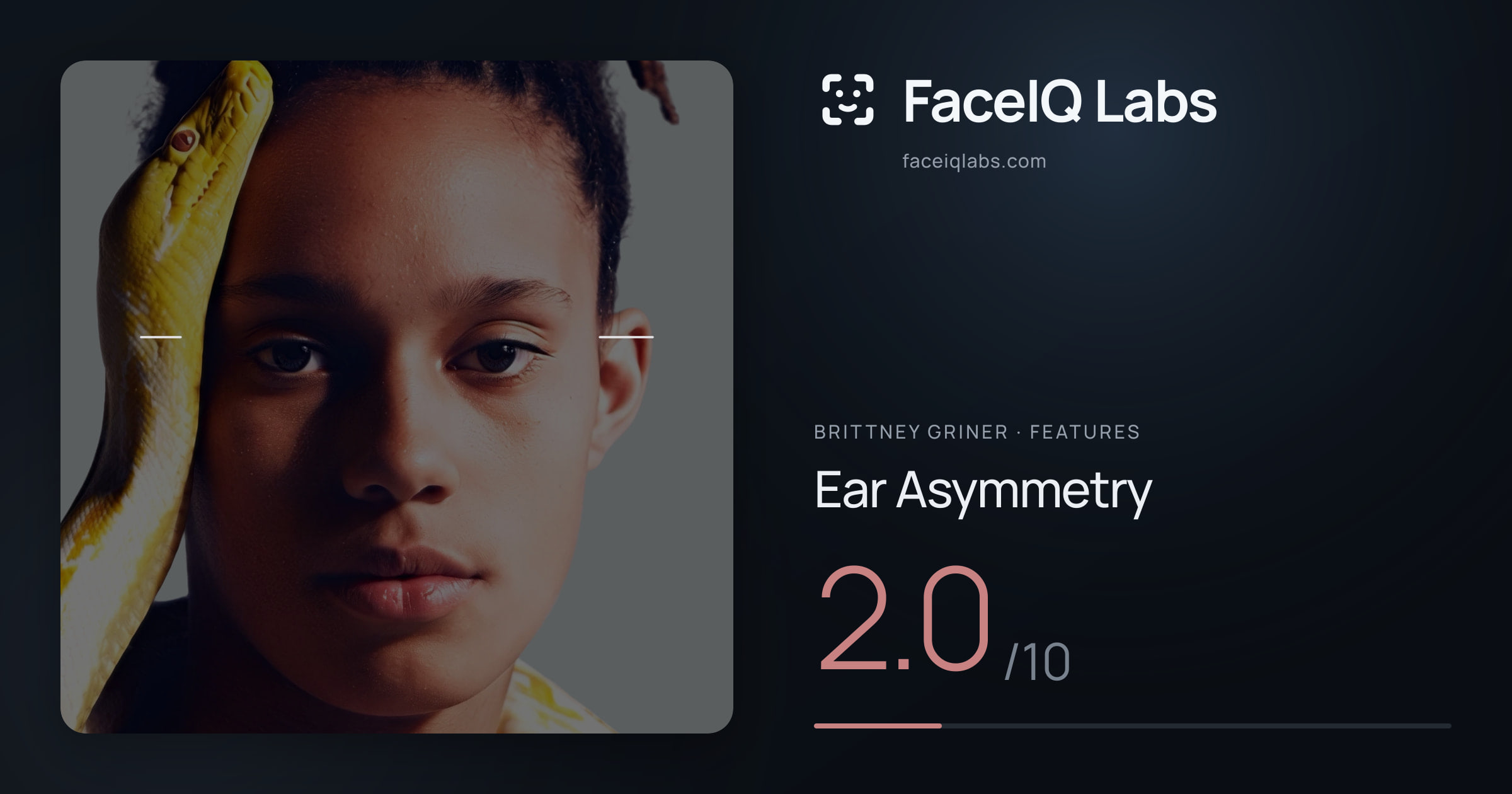 Brittney Griner Ear Asymmetry: 2.0/10, drawn on the photo