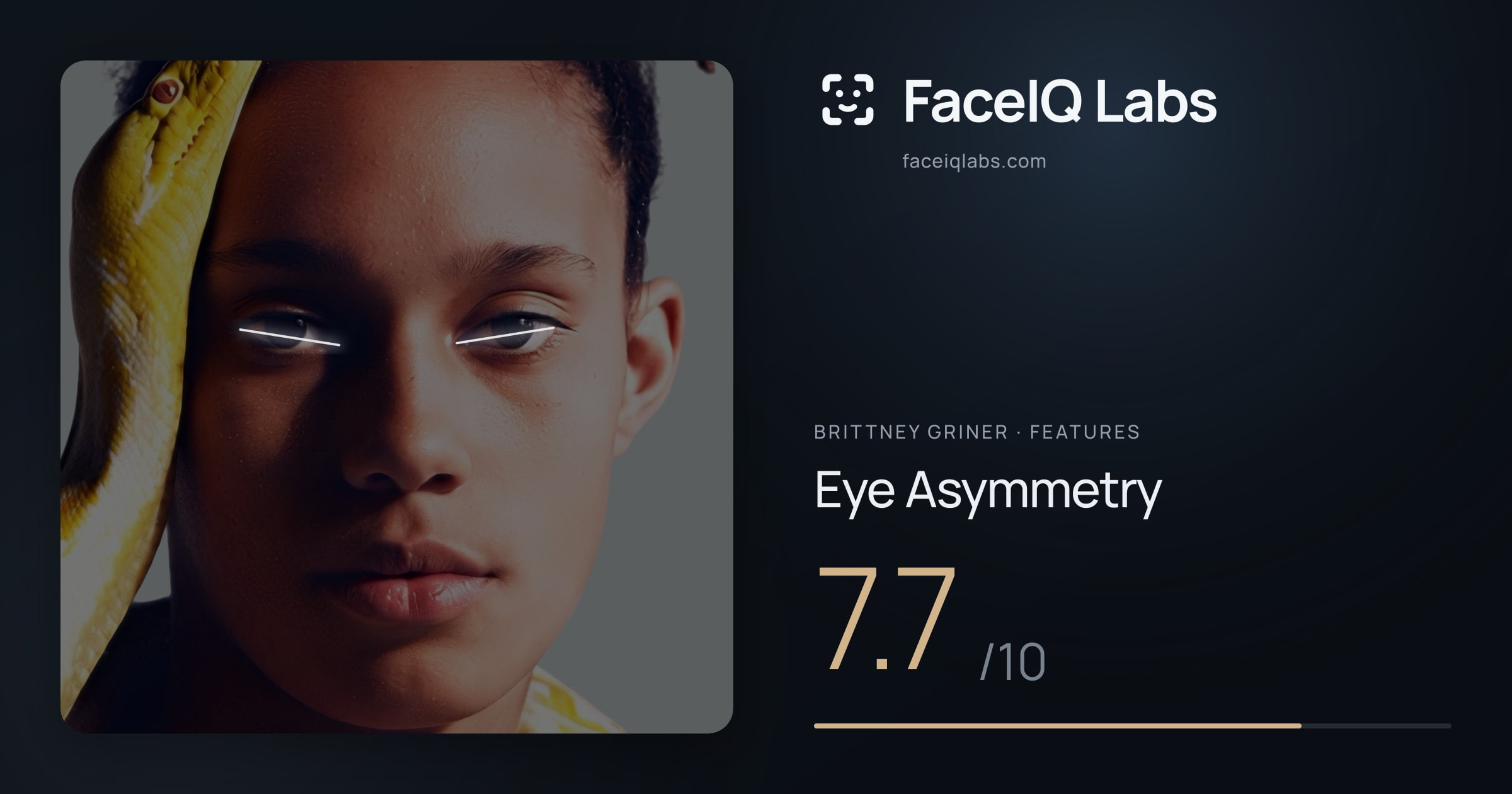 Brittney Griner Eye Asymmetry: 7.7/10, drawn on the photo