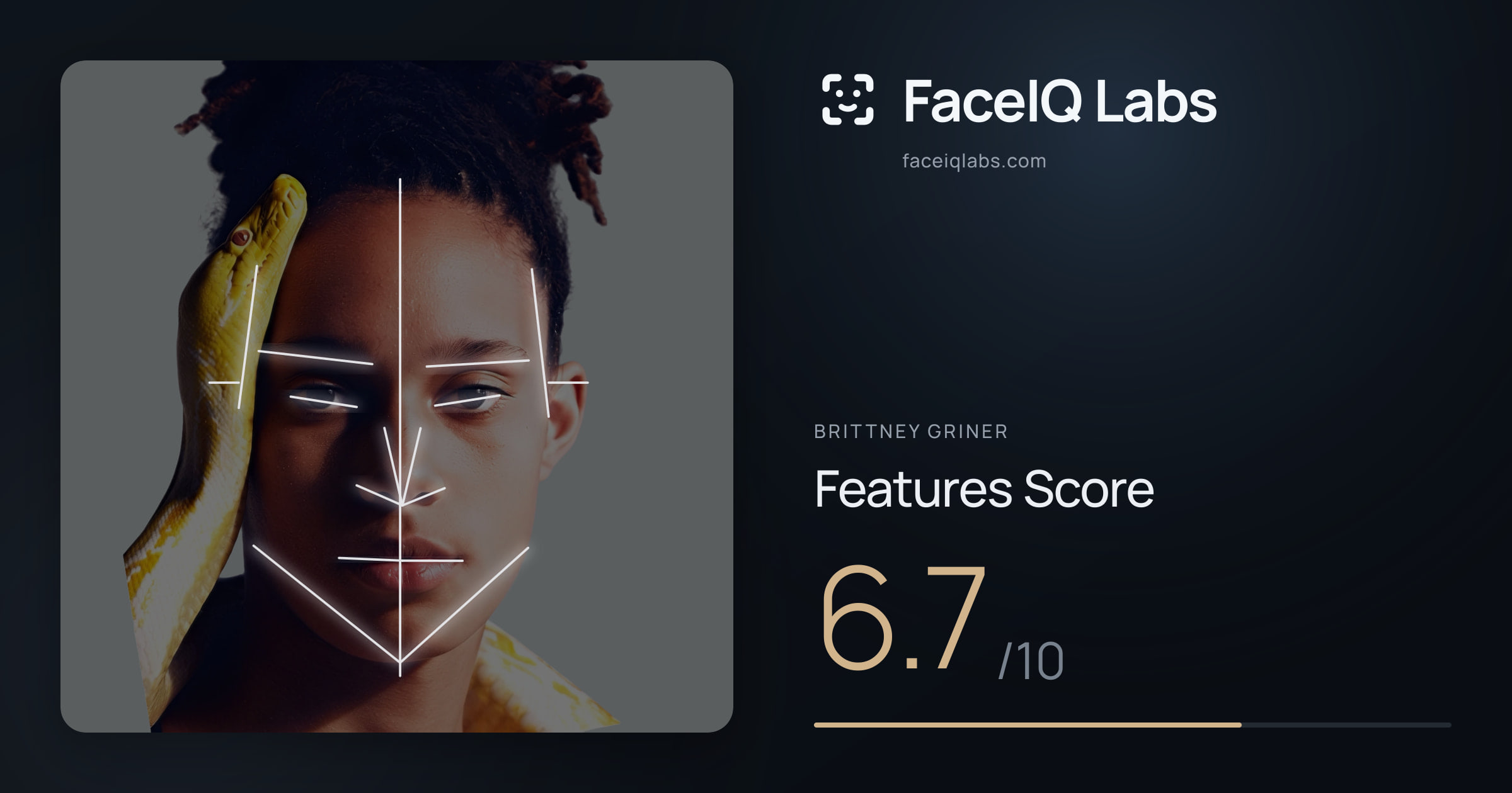 Brittney Griner Features: 6.7/10, with each assessment drawn on the photo