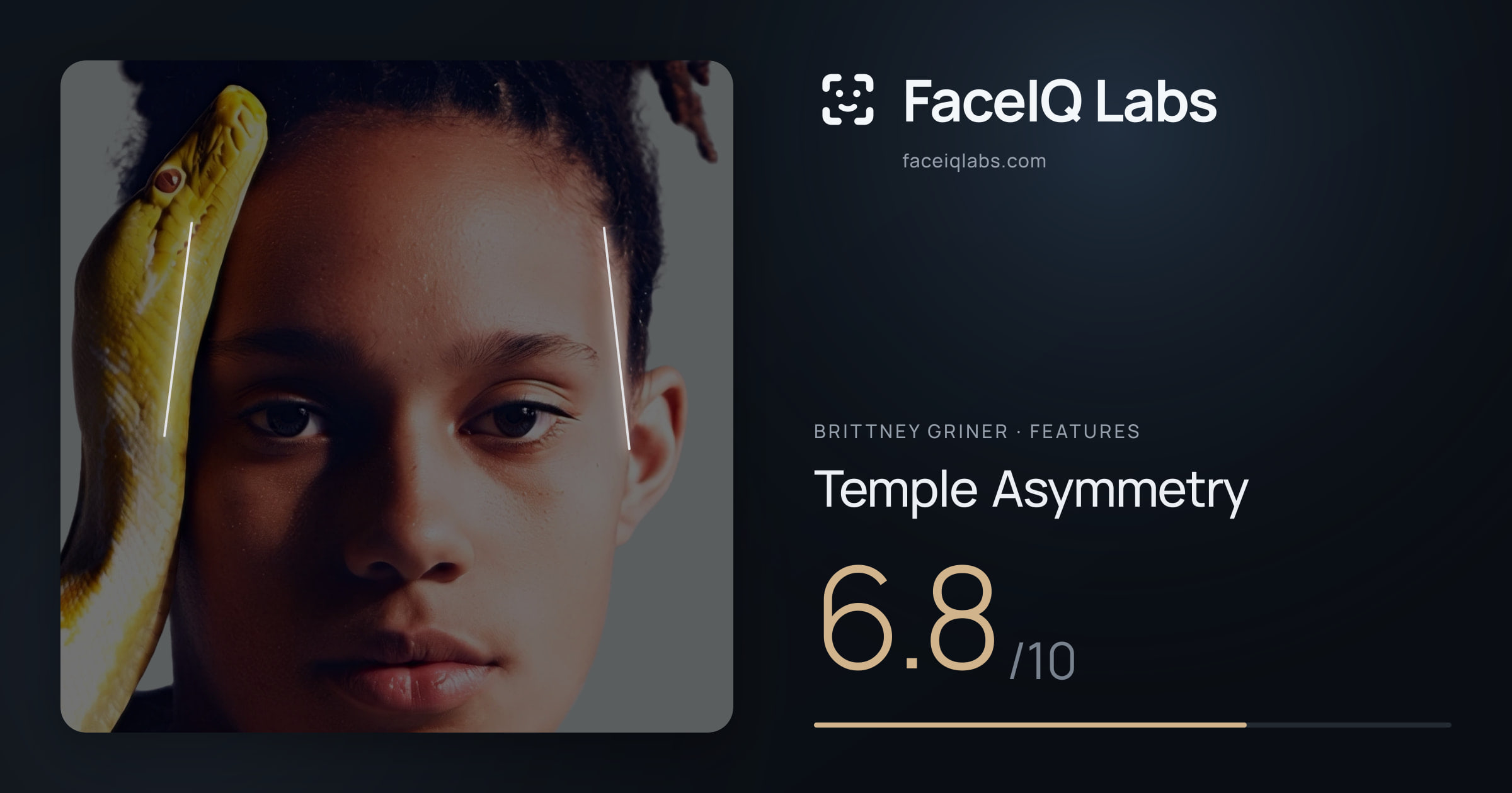 Brittney Griner Temple Asymmetry: 6.8/10, drawn on the photo