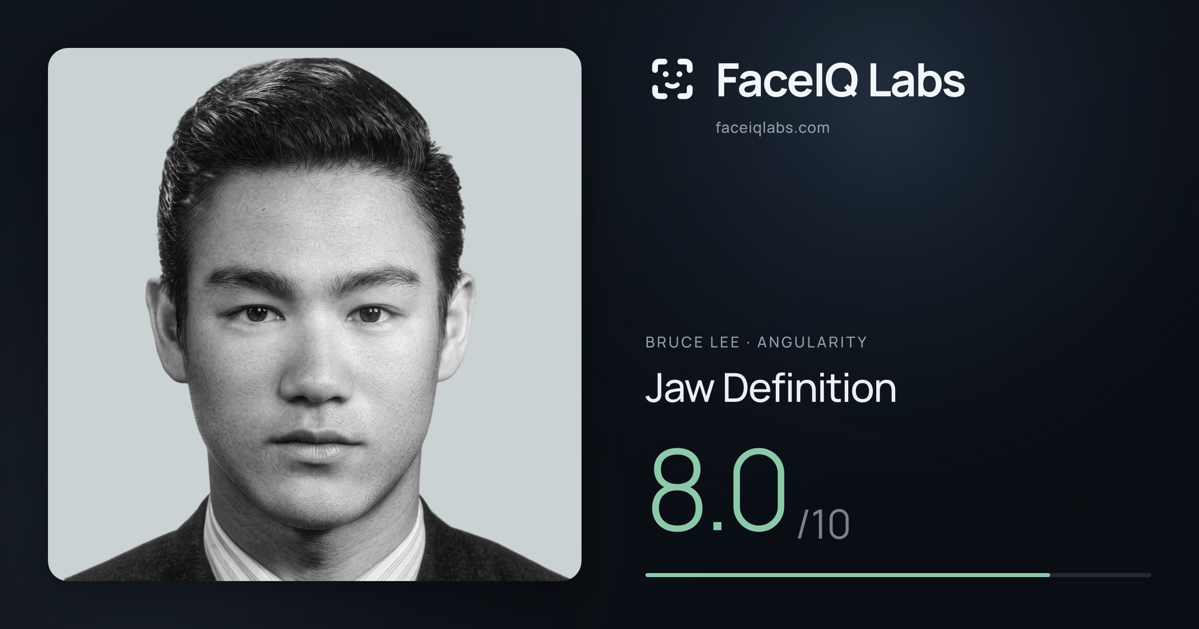Bruce Lee Jaw Definition: 8.0/10, drawn on the photo