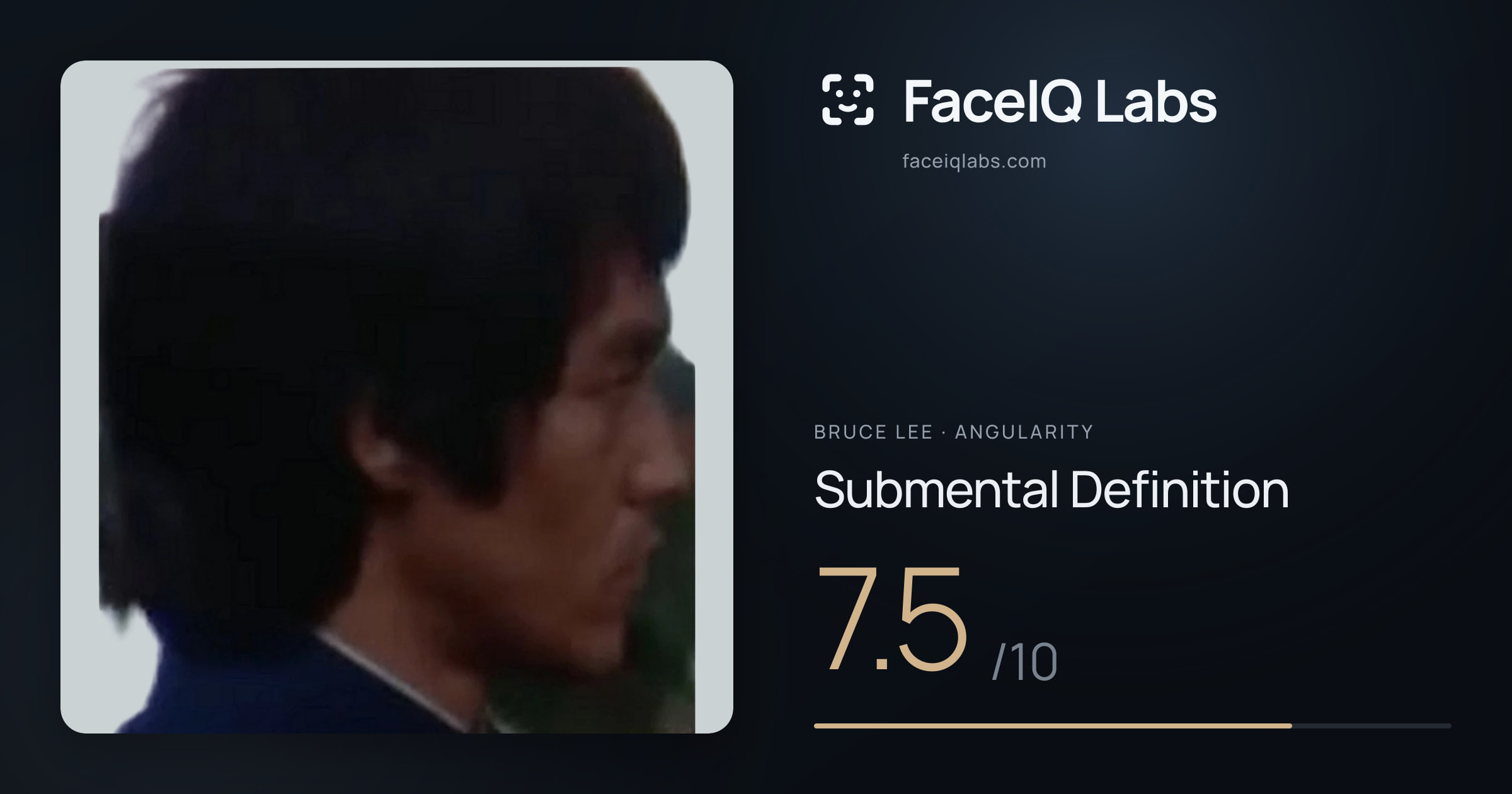 Bruce Lee Submental Definition: 7.5/10, drawn on the photo